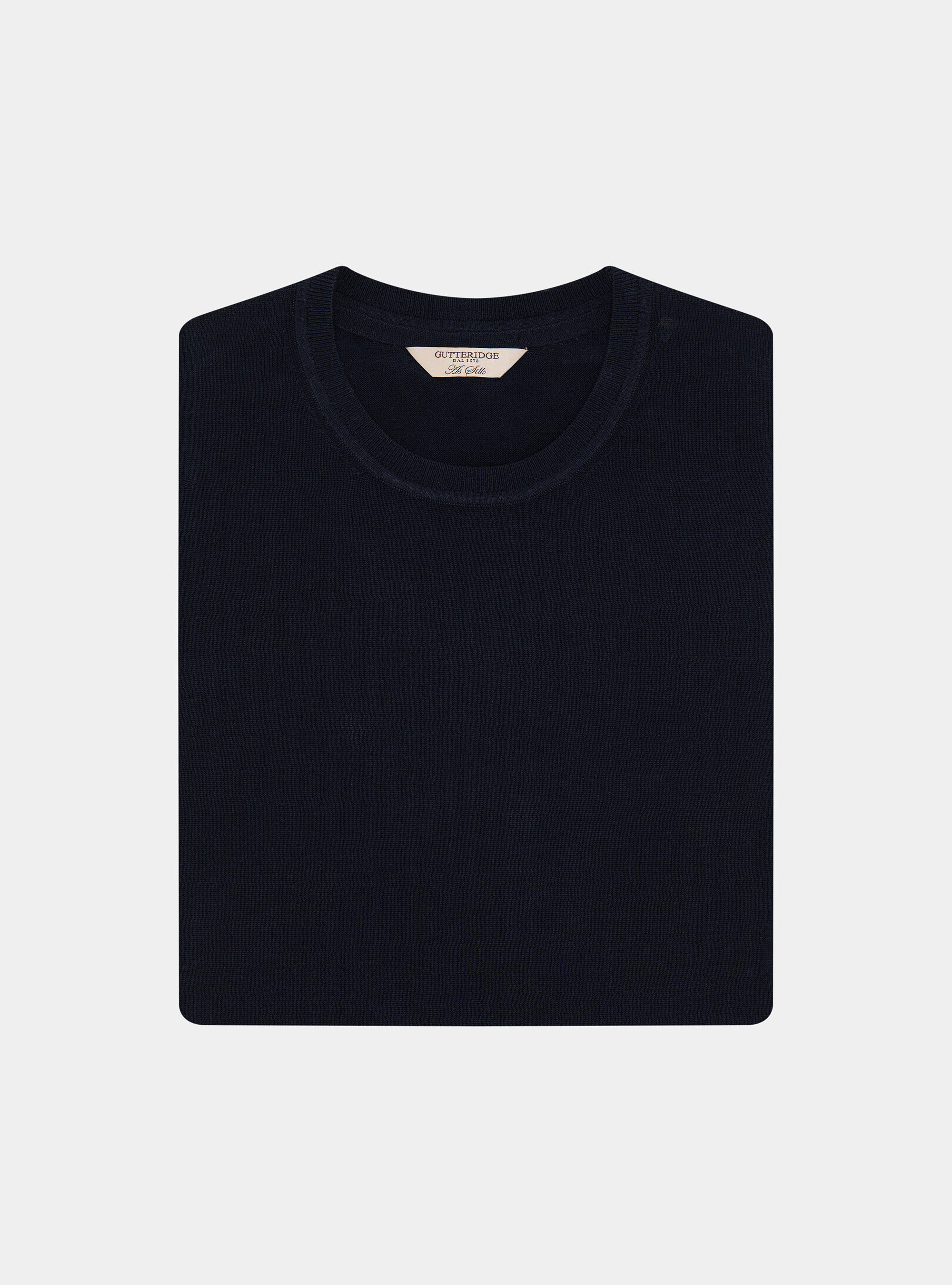 Maglia girocollo in cotone e seta, BLU NAVY