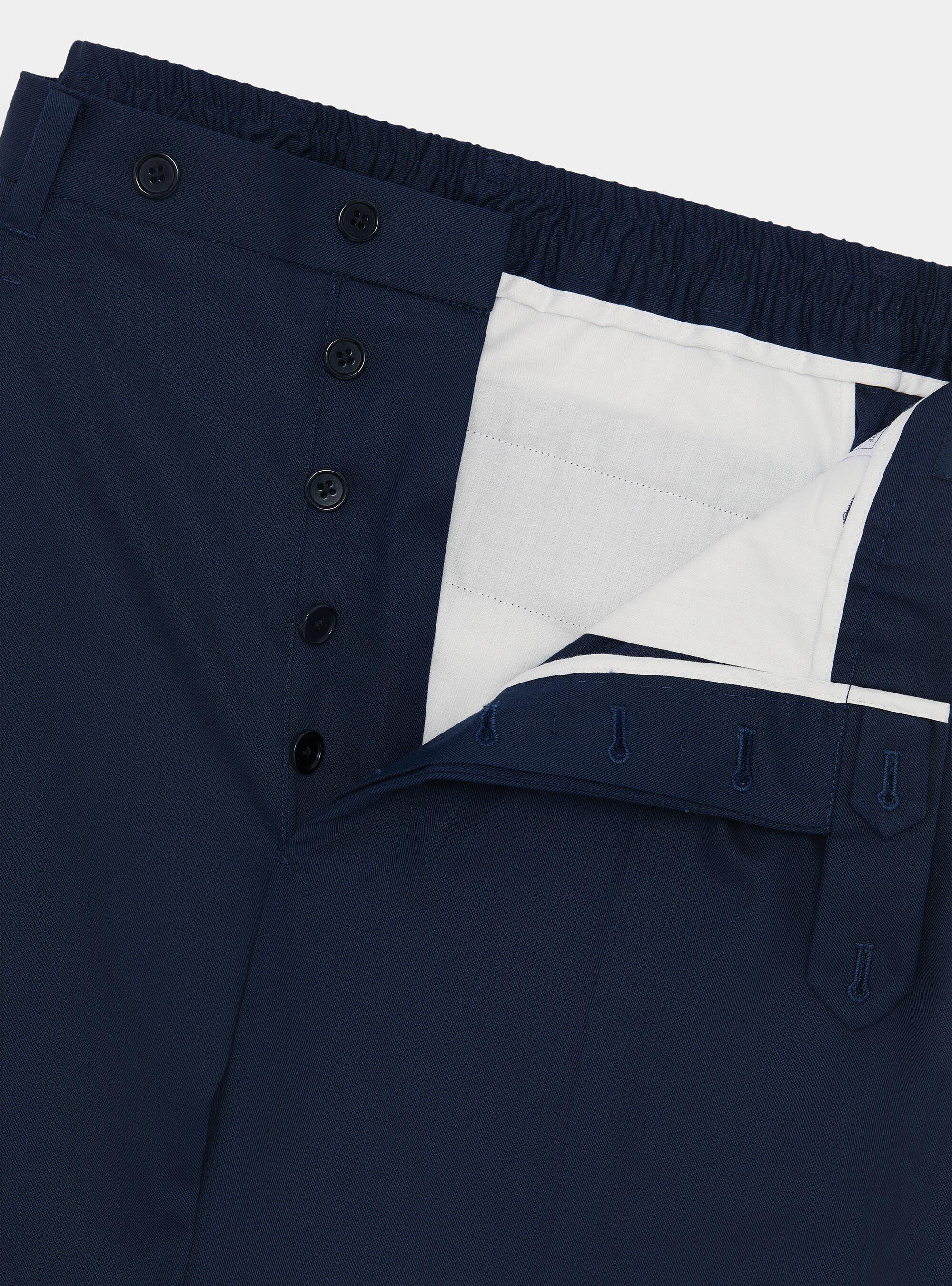 Cotton-blend pleated trousers, NAVY BLUE