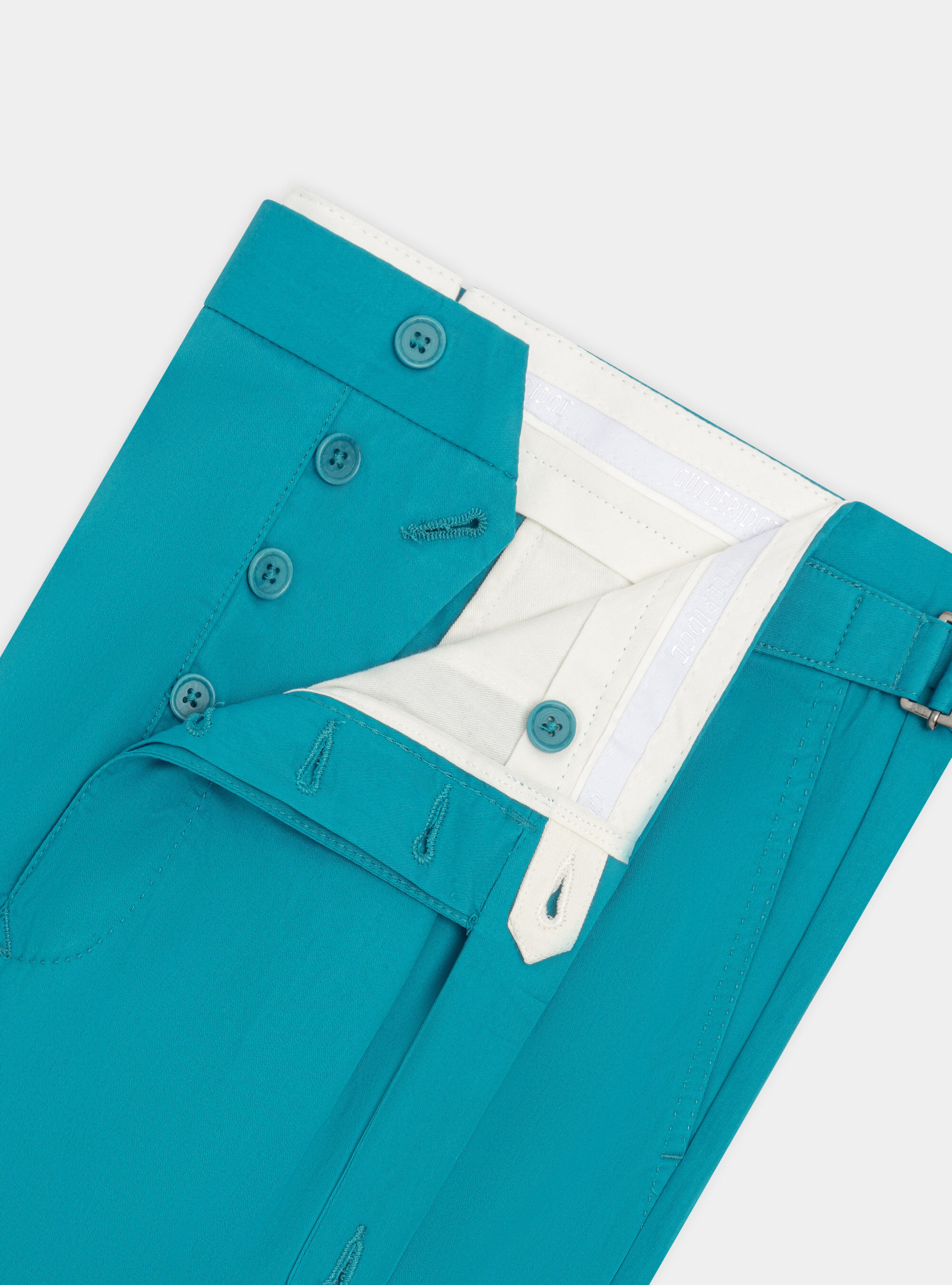 Pantaloni con pince in twill leggero, PETROLIO