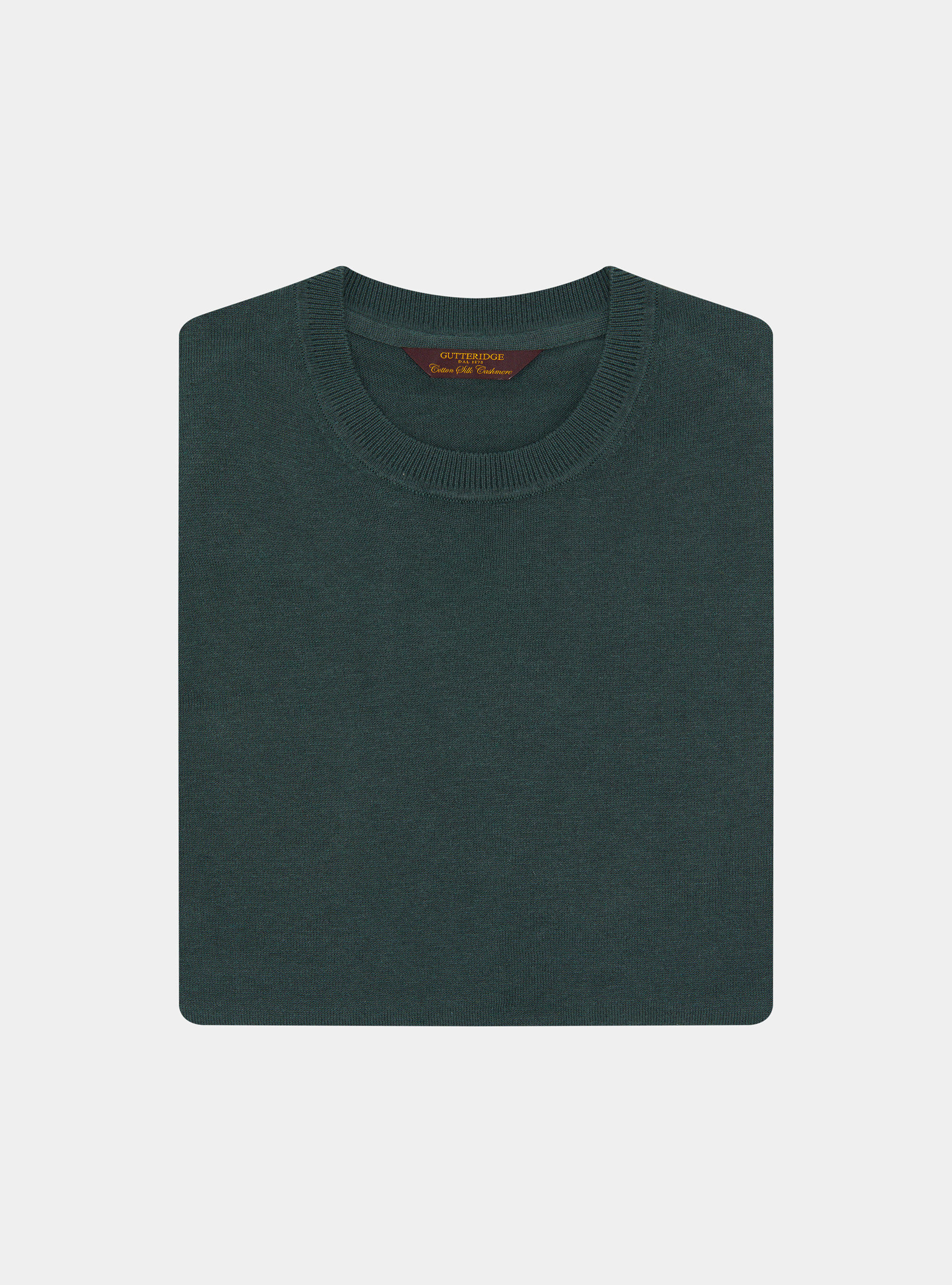 Maglia girocollo in cotone seta e cashmere, VERDE MUSCHIO 0615C