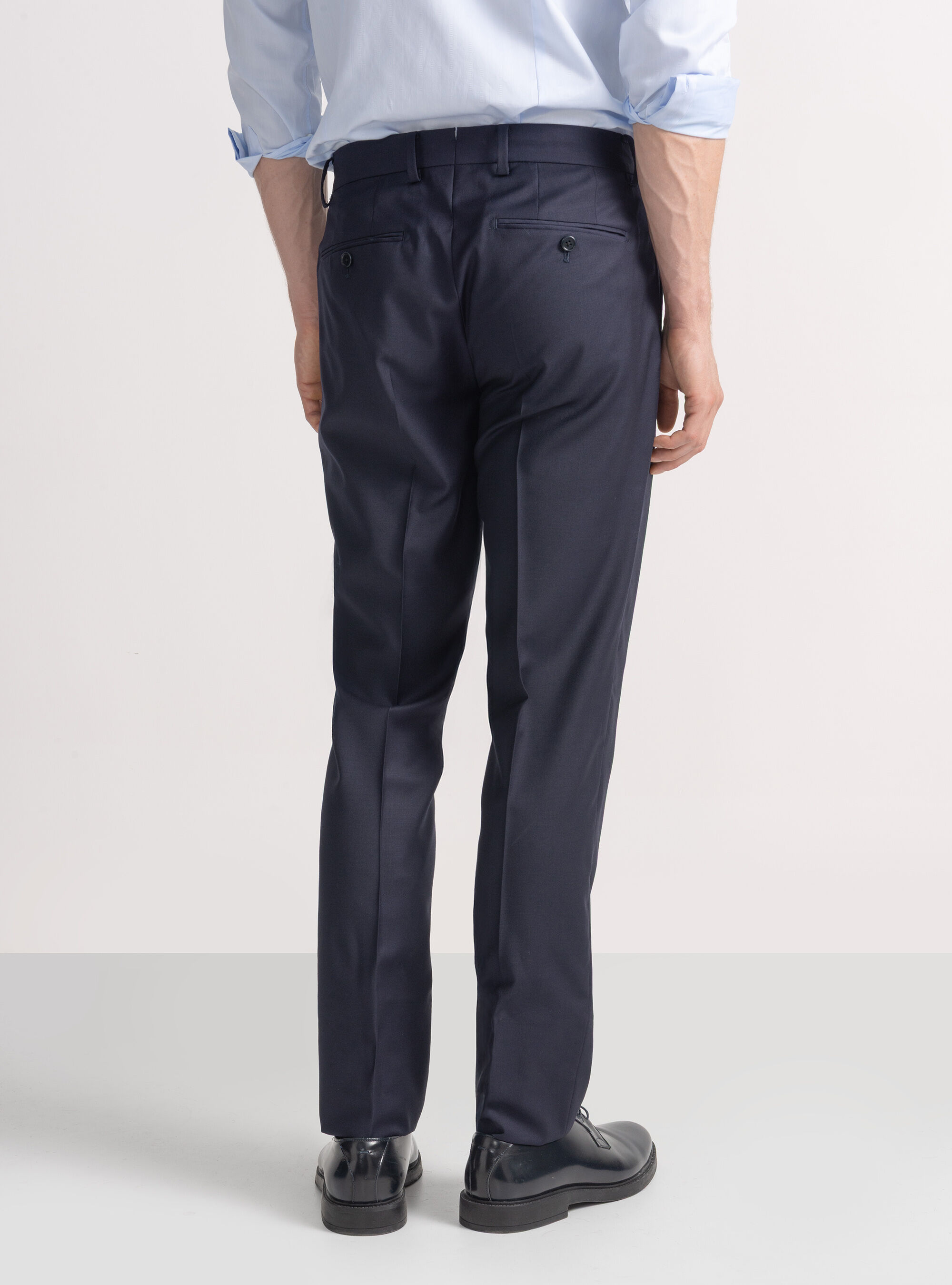 Suit trousers in pure superfine 120s wool, NAVY BLUE
