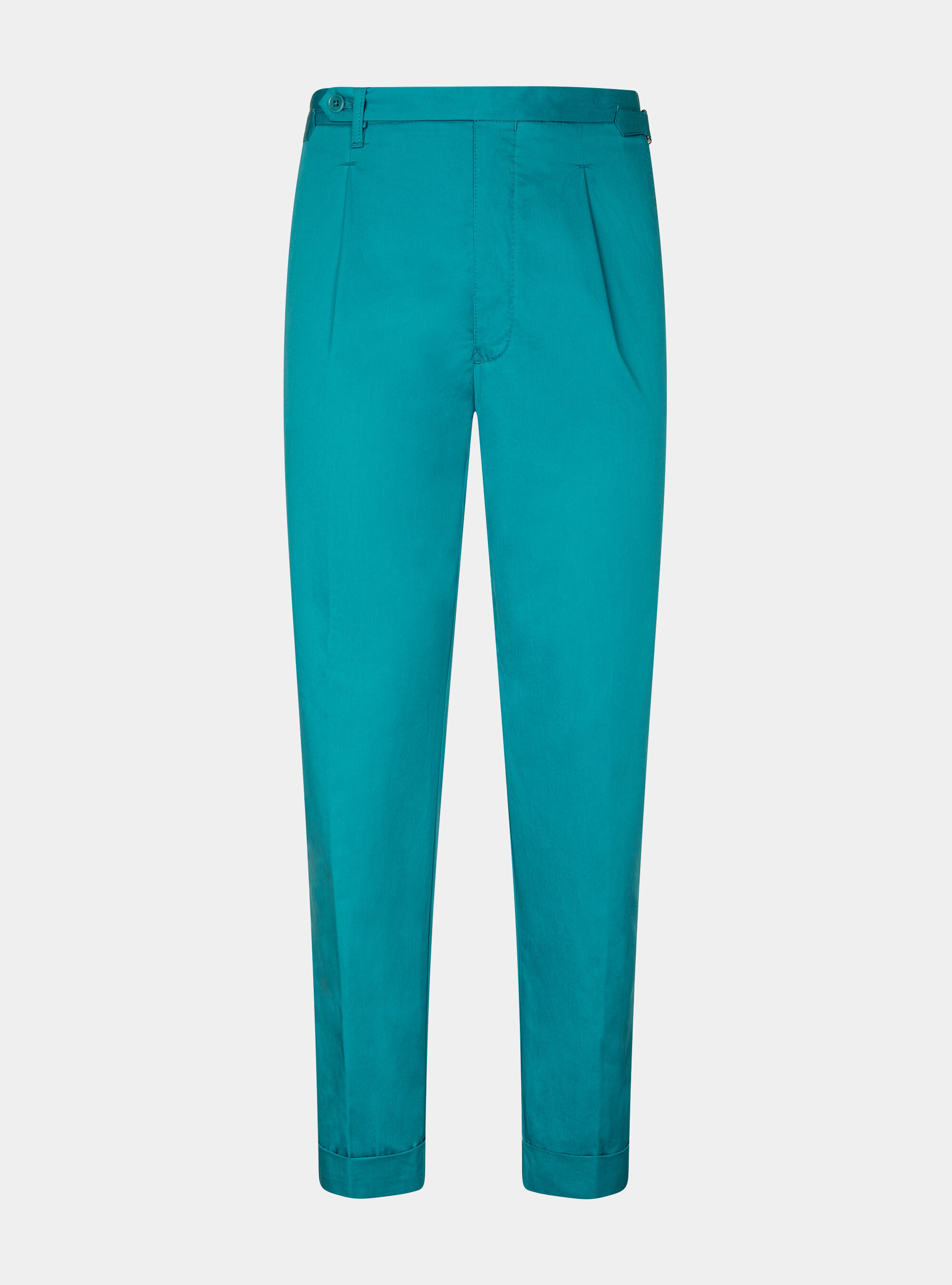 Pantaloni con pince in twill leggero, PETROLIO
