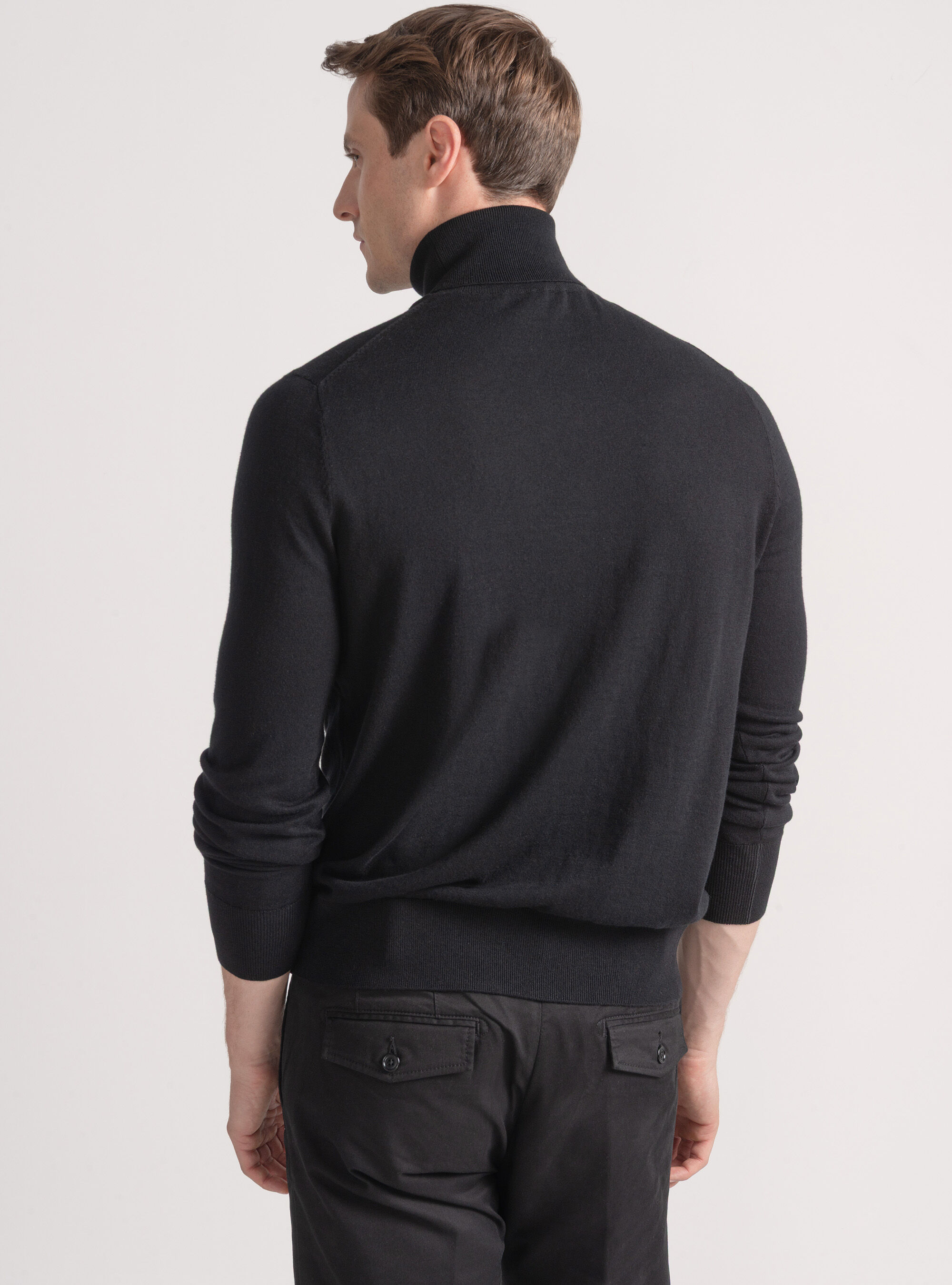 Dolcevita in cotone seta e cashmere, NERO