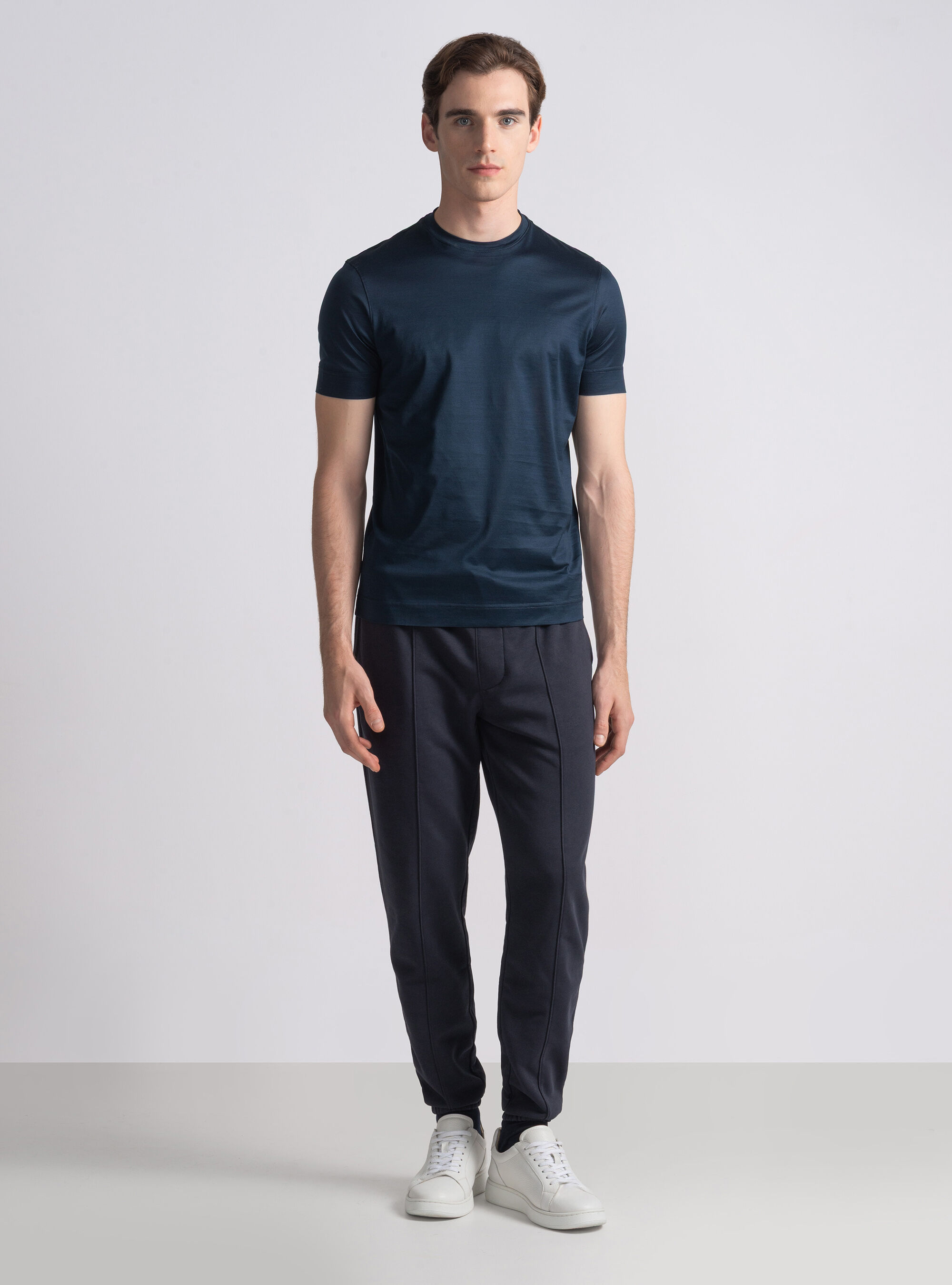 Kurz&auml;rmeliges T-Shirt aus schottischem Garn, NAVY 0218C