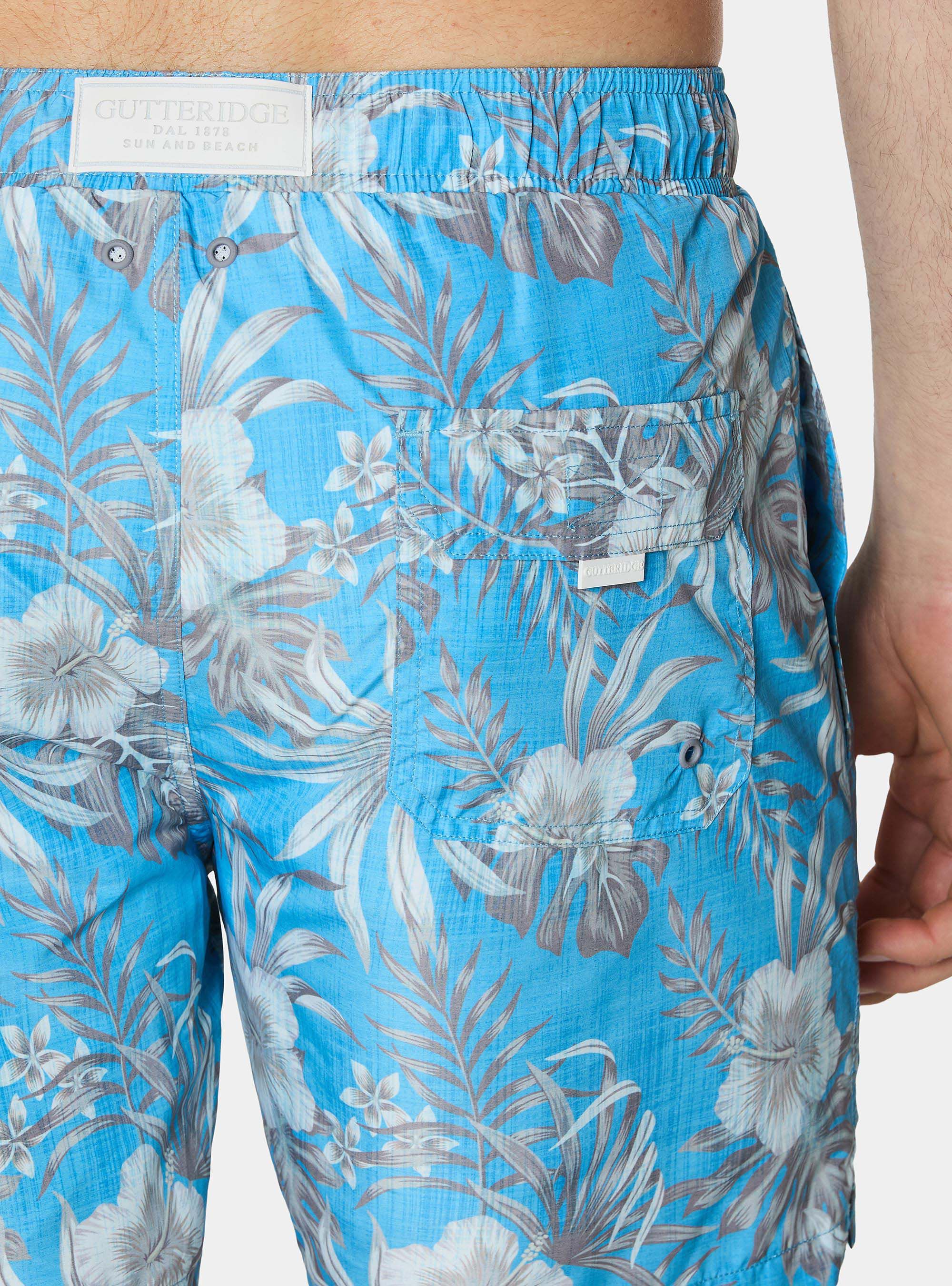 Badeanzug mit Blumenmuster, AZZURRO 0282C