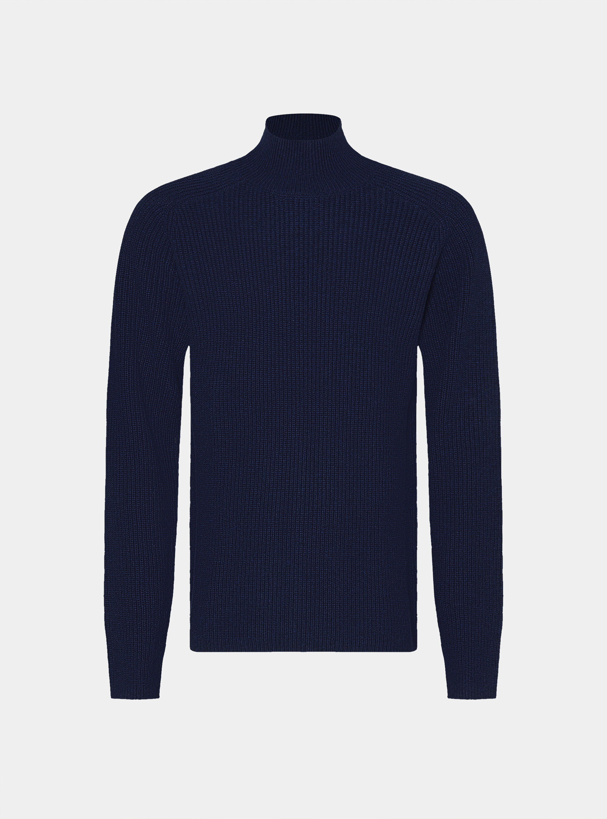 Maglia lupetto in misto lana costa perlata, BLU NAVY