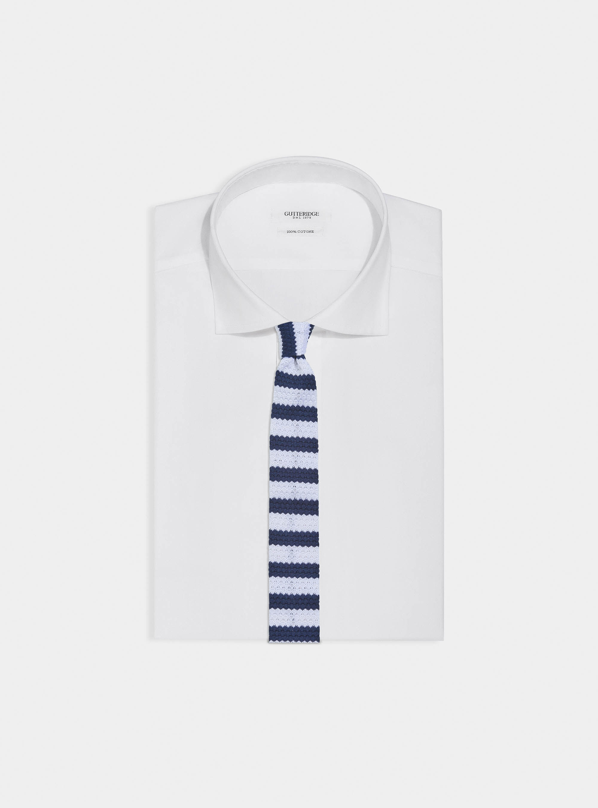 Striped knit tie, NAVY BLUE