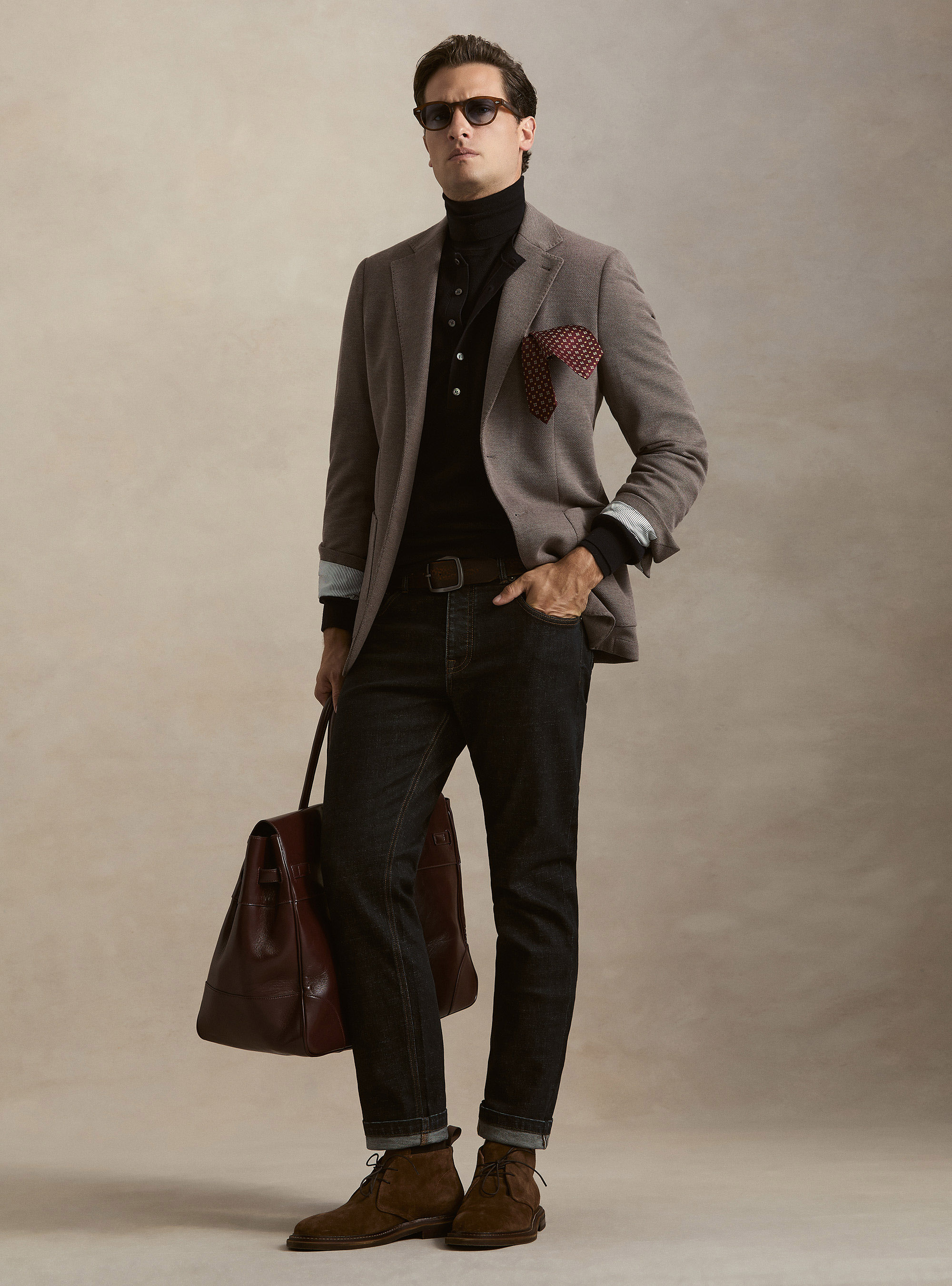 Single-breasted single jersey blazer, BROWN
