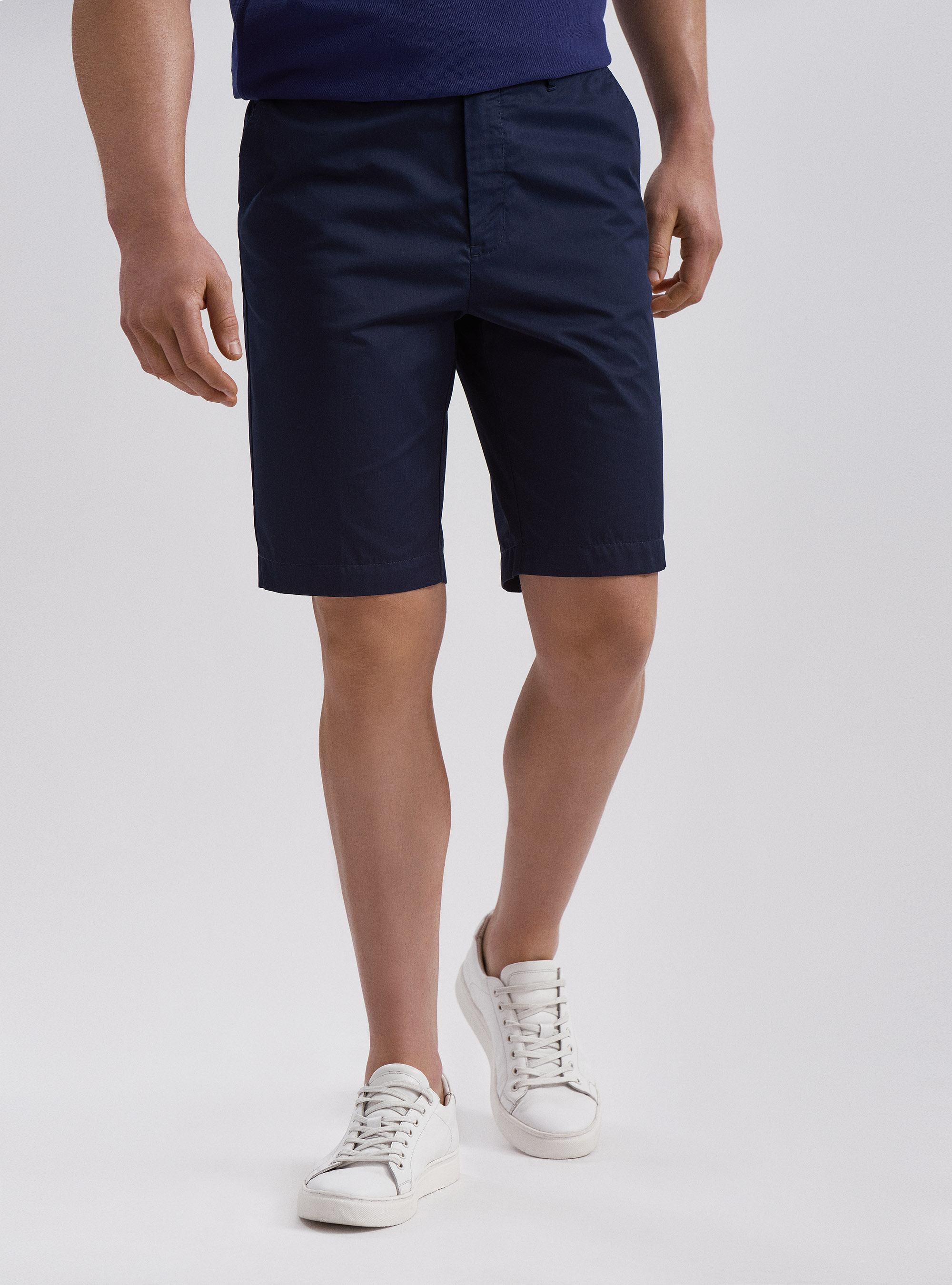 Bermuda shorts in light cotton twill, NAVY BLUE