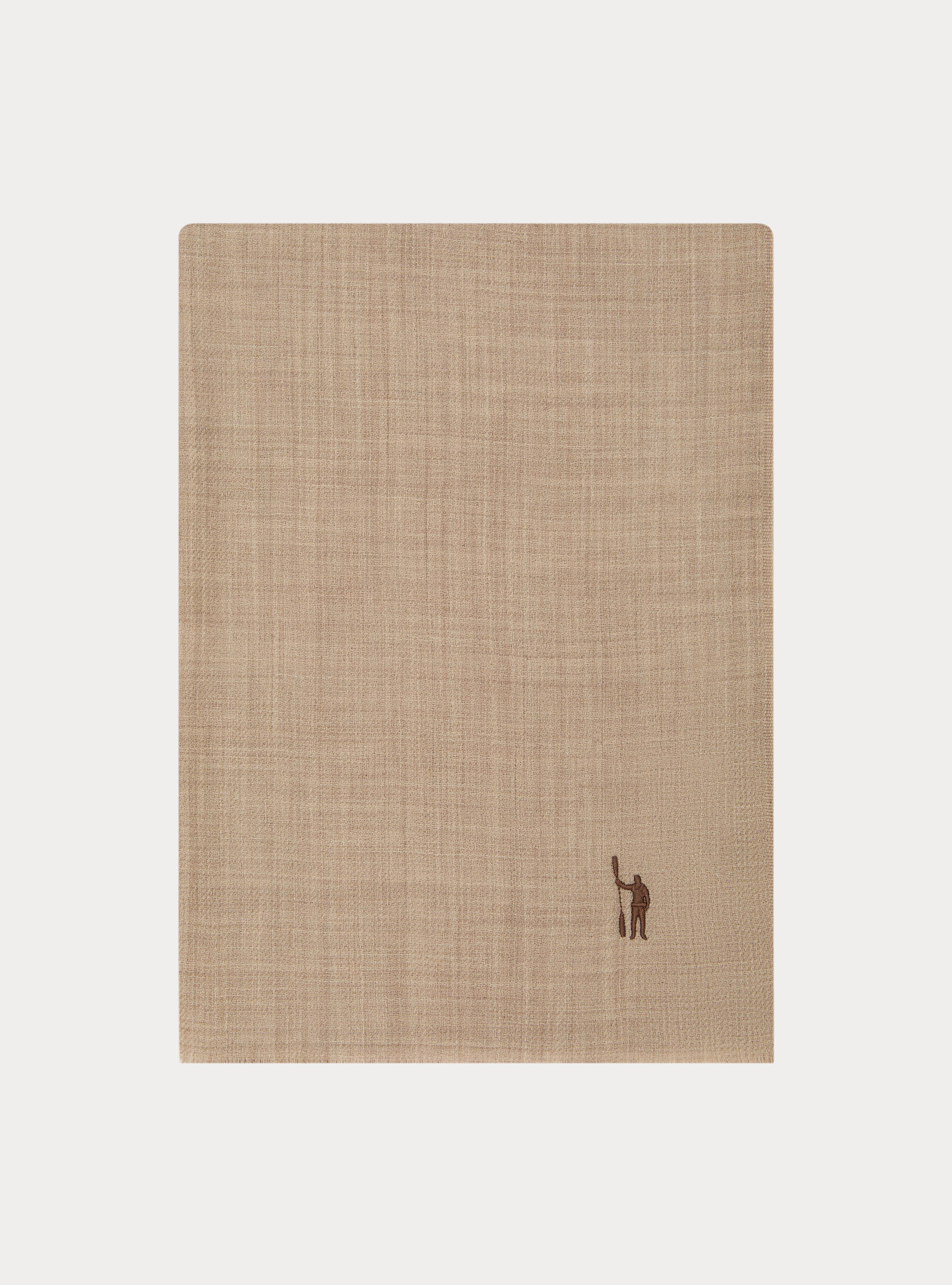 Lightweight embroidered wool scarf, SAND