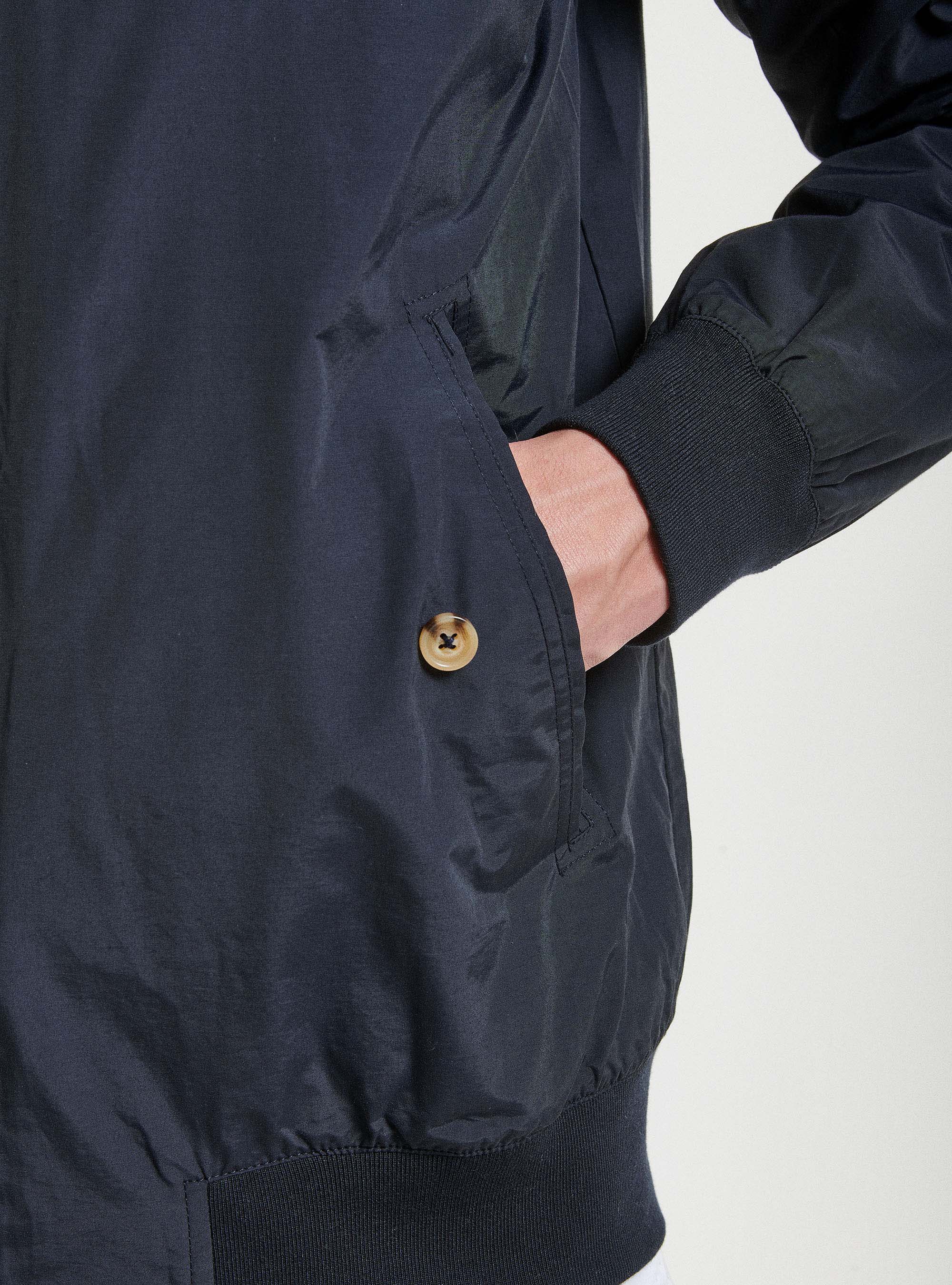 Cotton blend bomber jacket, NAVY BLUE