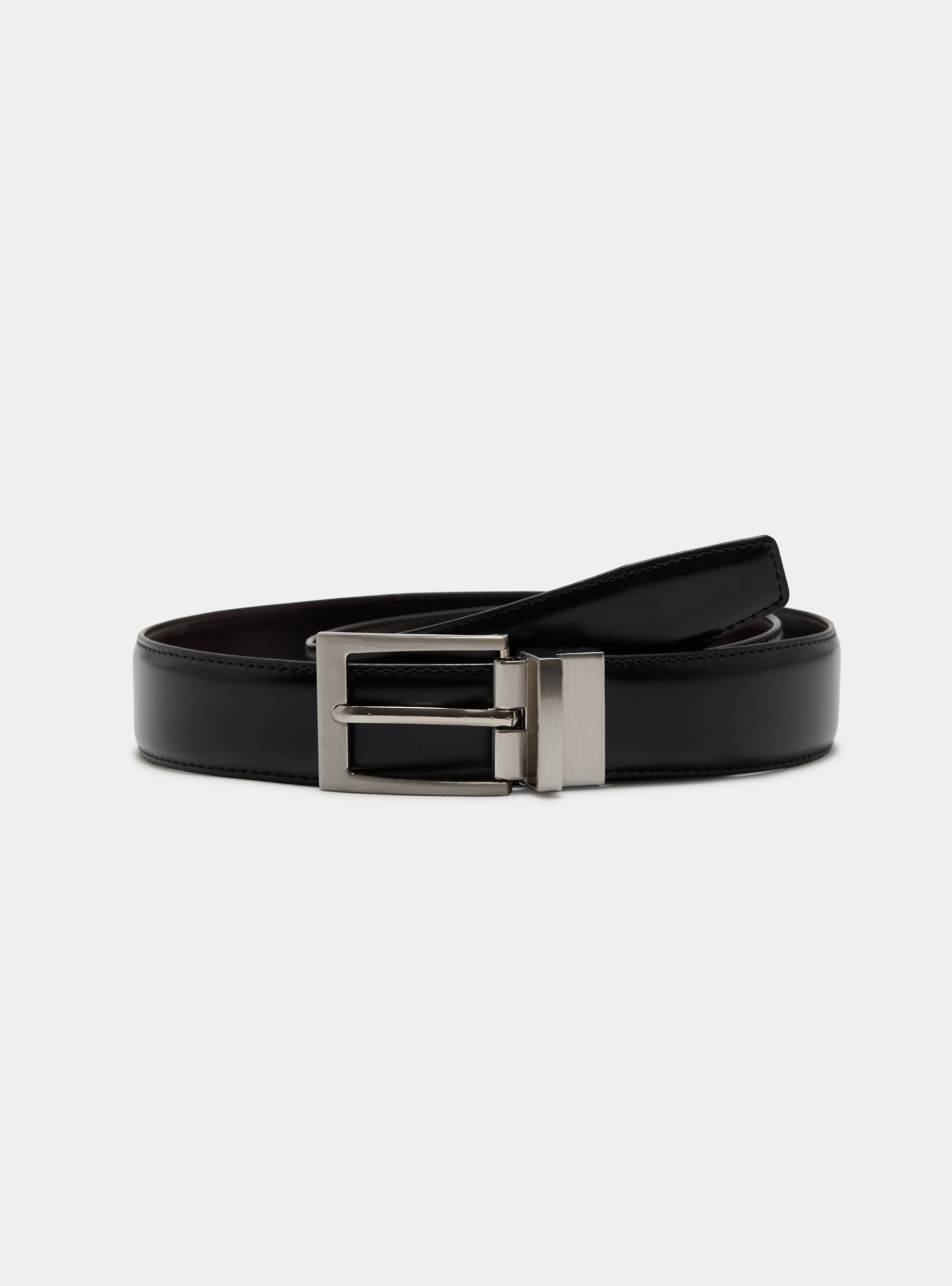 Cintur&oacute;n cl&aacute;sico reversible de piel, NEGRO