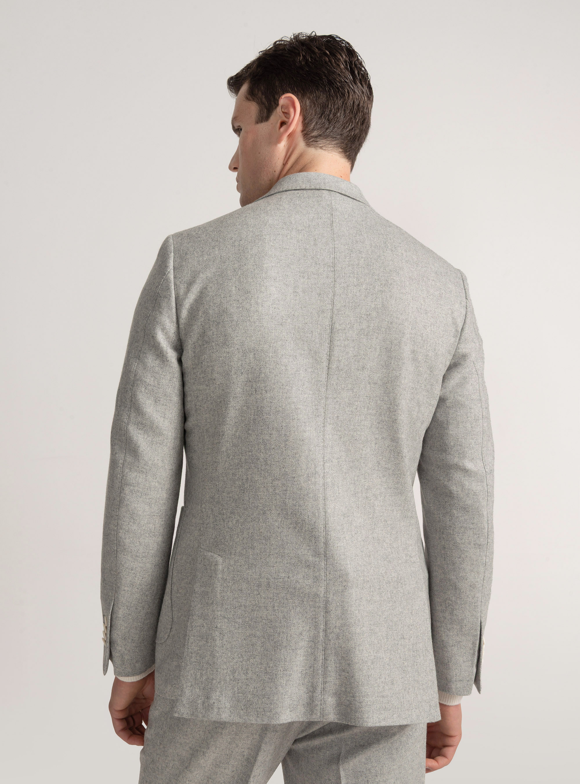 Wool-blend flannel blazer, LIGHT GREY MELANGE
