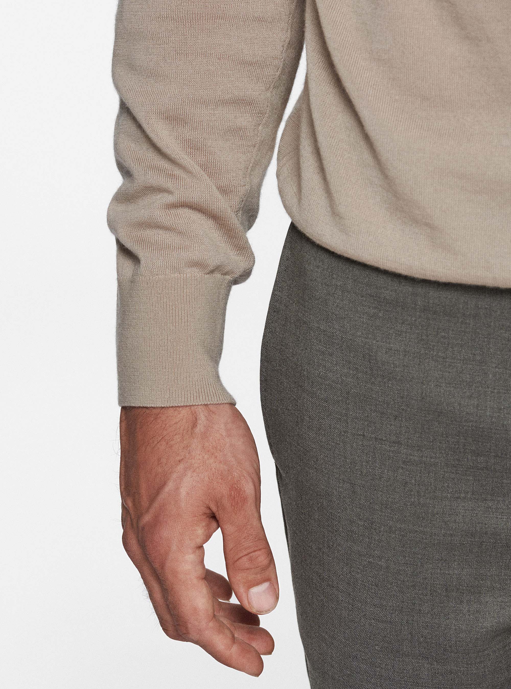 Turtleneck in pure extra-fine merino wool, SAND