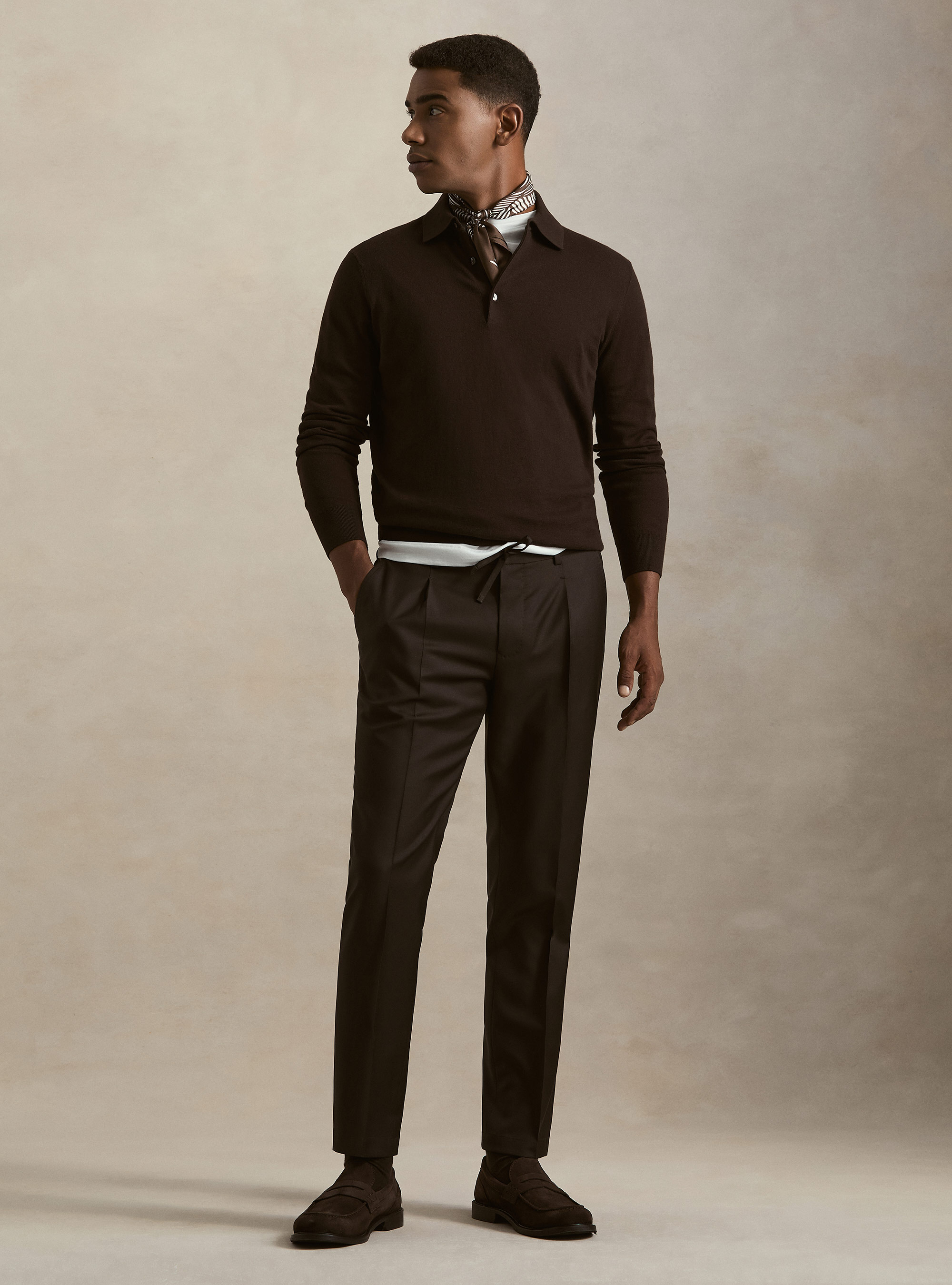 Poloshirt aus Baumwoll-Kaschmir-Mischung, MARRONE 0507C