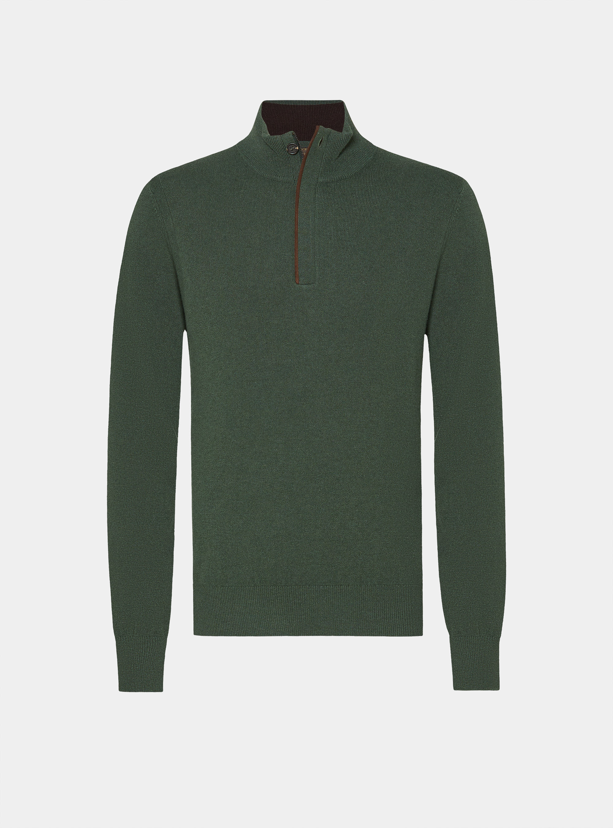 Pull demi-zip en lambswool et cachemire, MILITARE 0609C