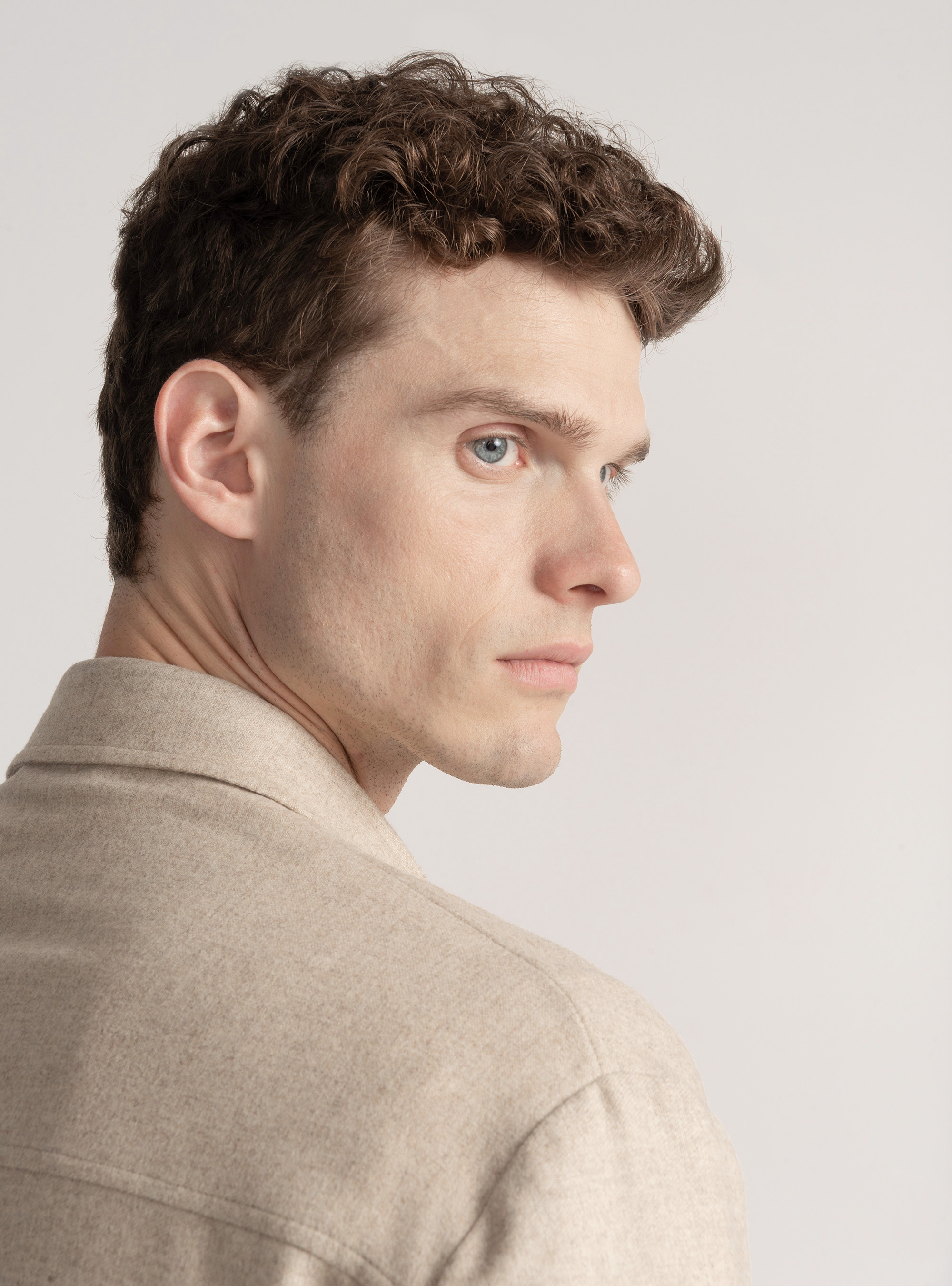 Lightweight shirt jacket in wool blend, ECRU