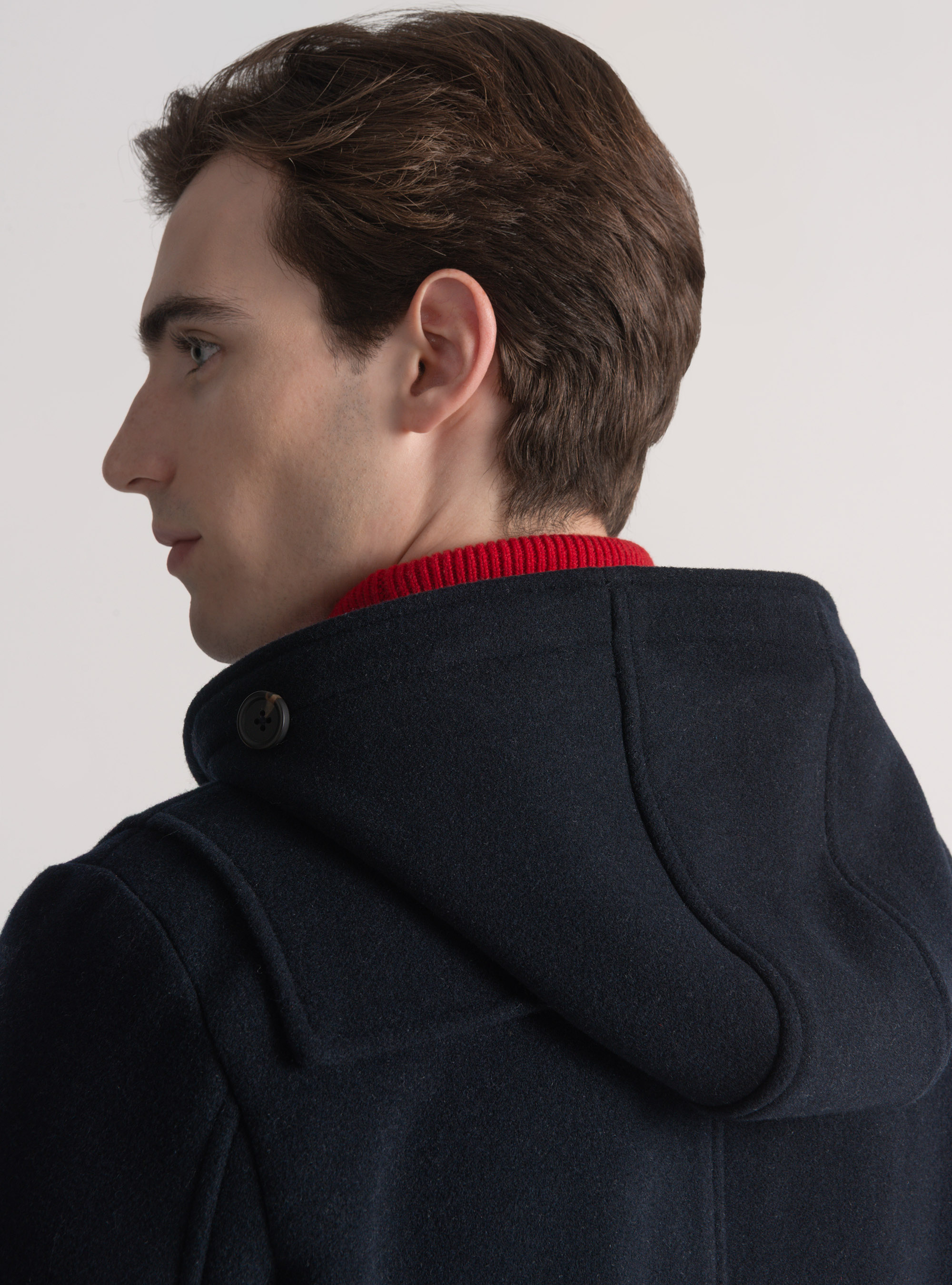 Dufflemantel aus Wollgemisch mit gemusterter Innenseite, NAVY 0218C