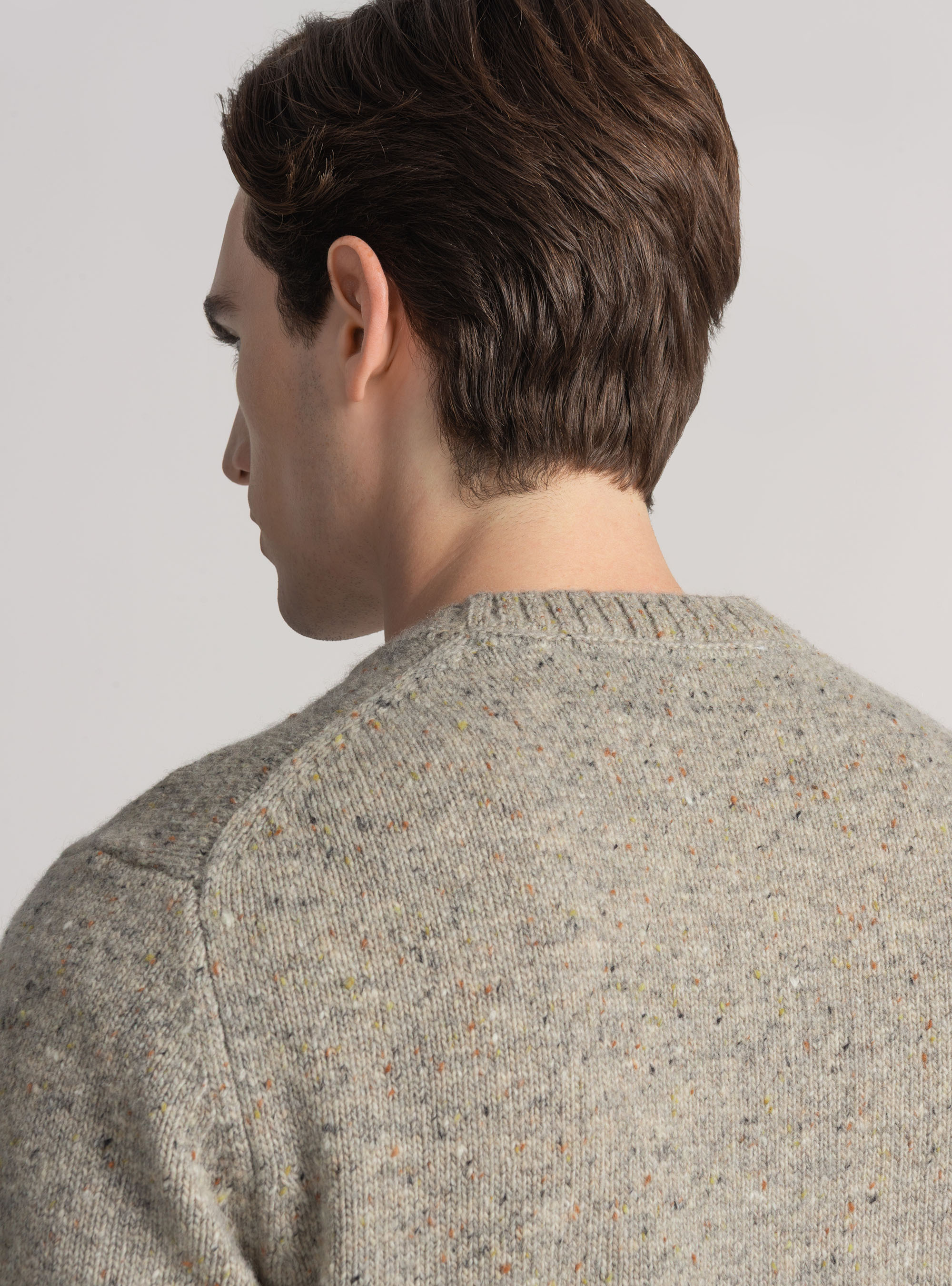 Crew-neck sweater in wool blend, LIGHT GREY MELANGE