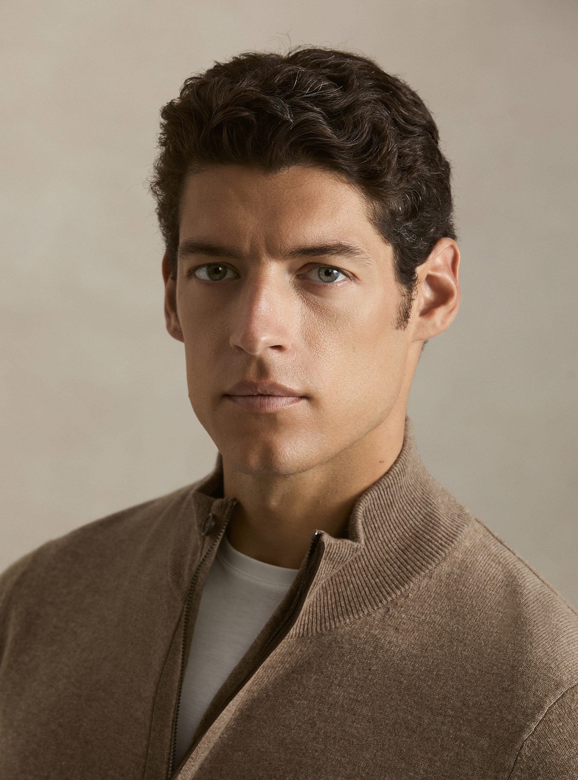 Chaqueta de punto con cremallera de lana lambswool y cachemira, BARRO