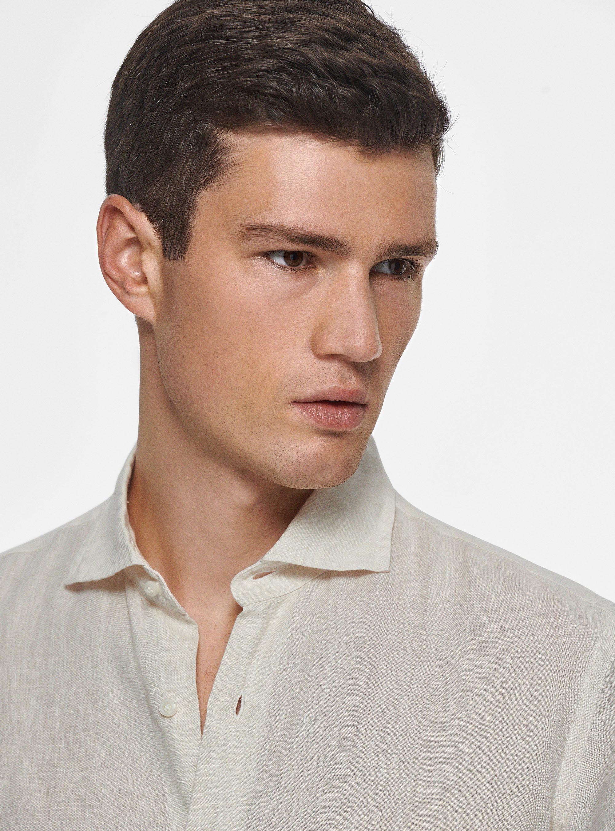 Camicia in puro lino, ECRU