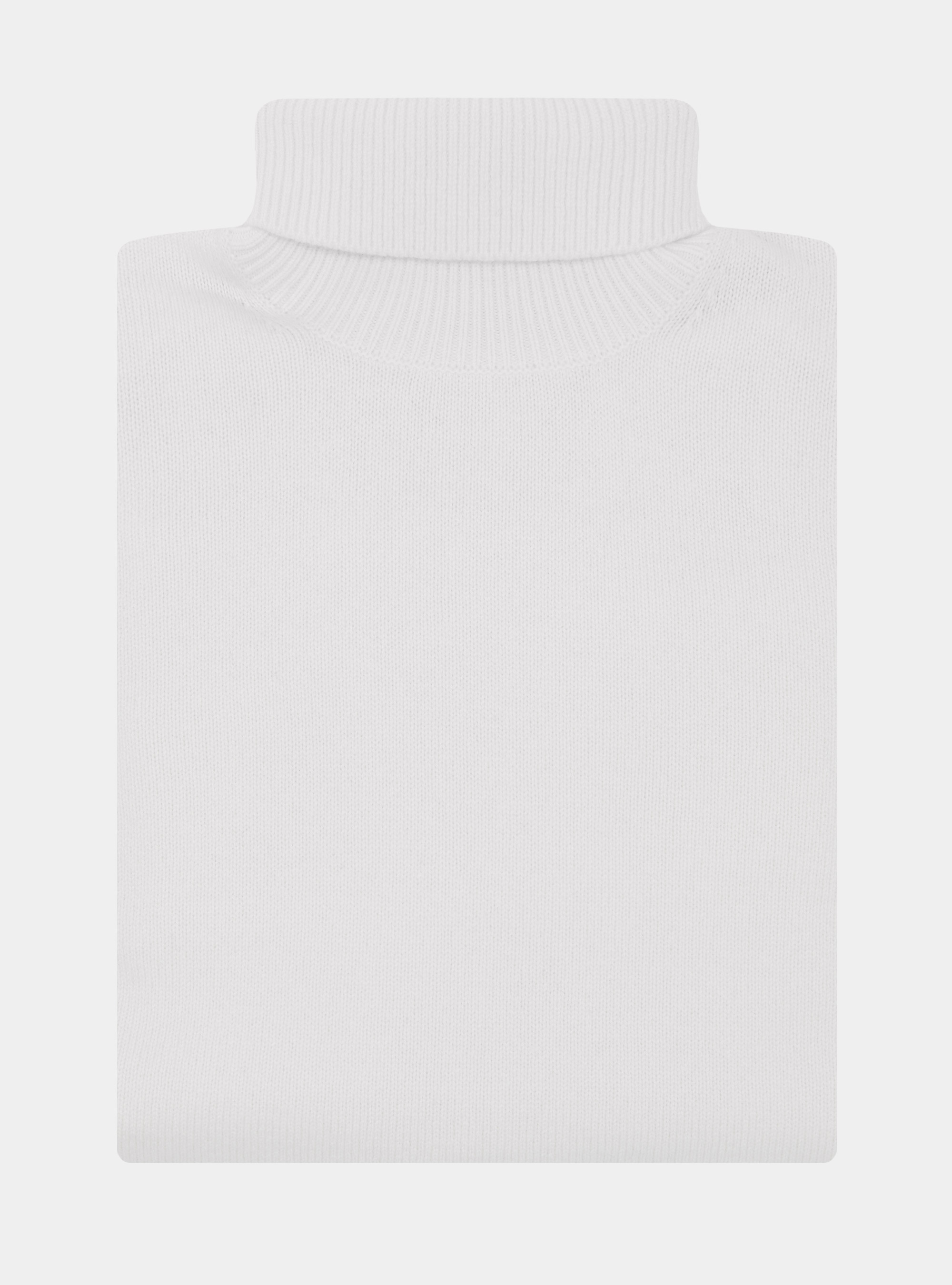 Rollkragenpullover aus Merinowolle, BIANCO 0099C