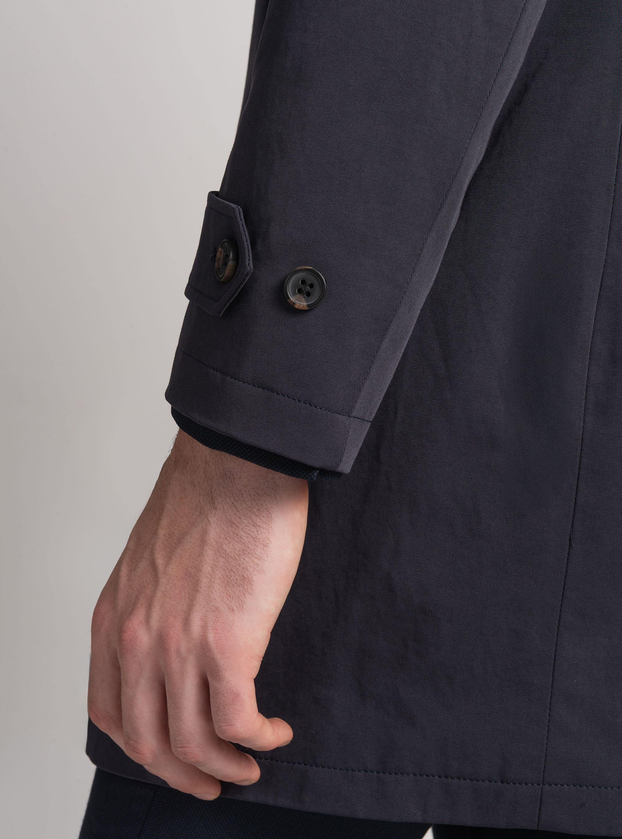 Padded technical raincoat in cotton blend, NAVY BLUE