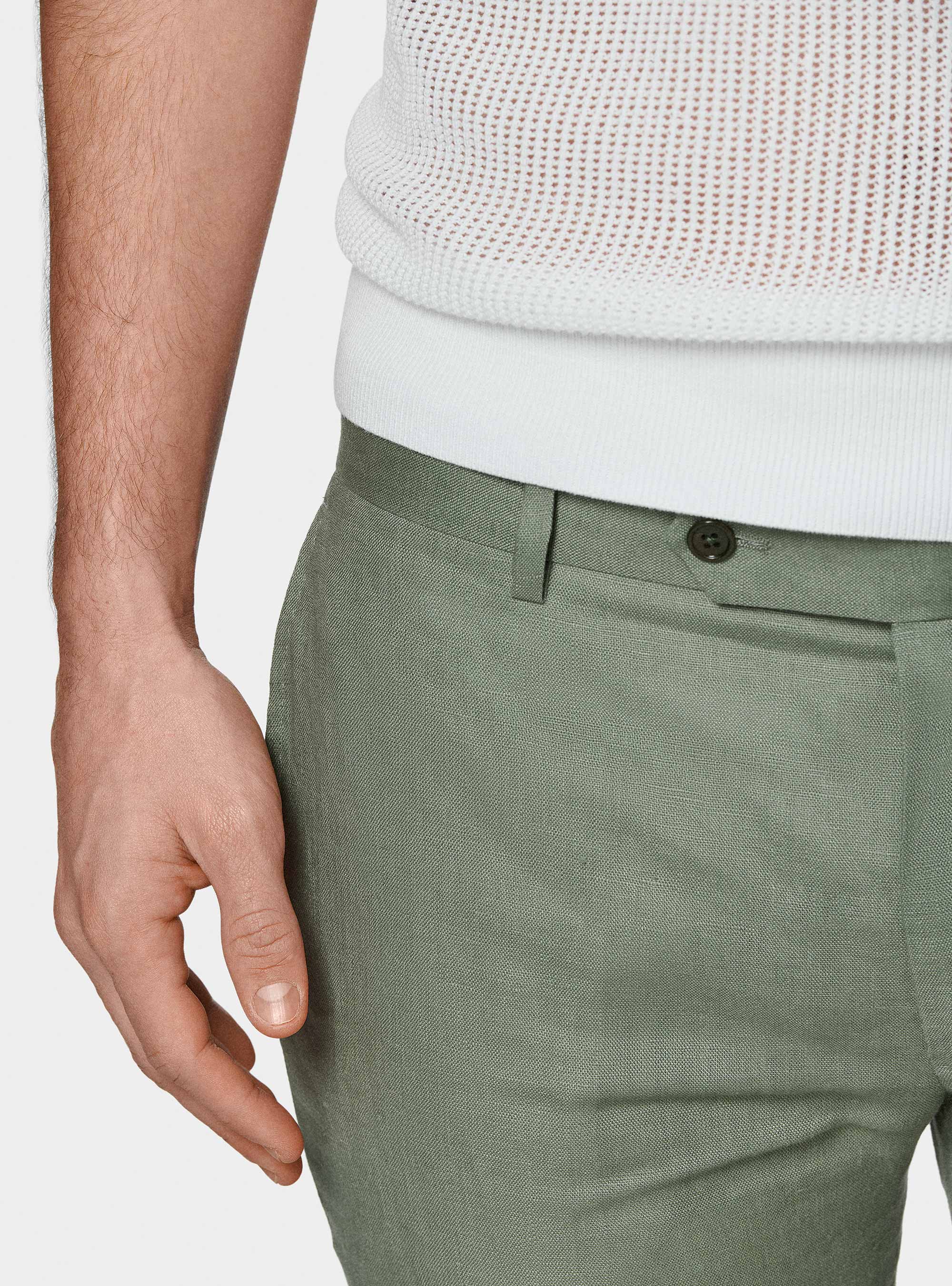 Pure linen suit trousers, SALVIA 0602C
