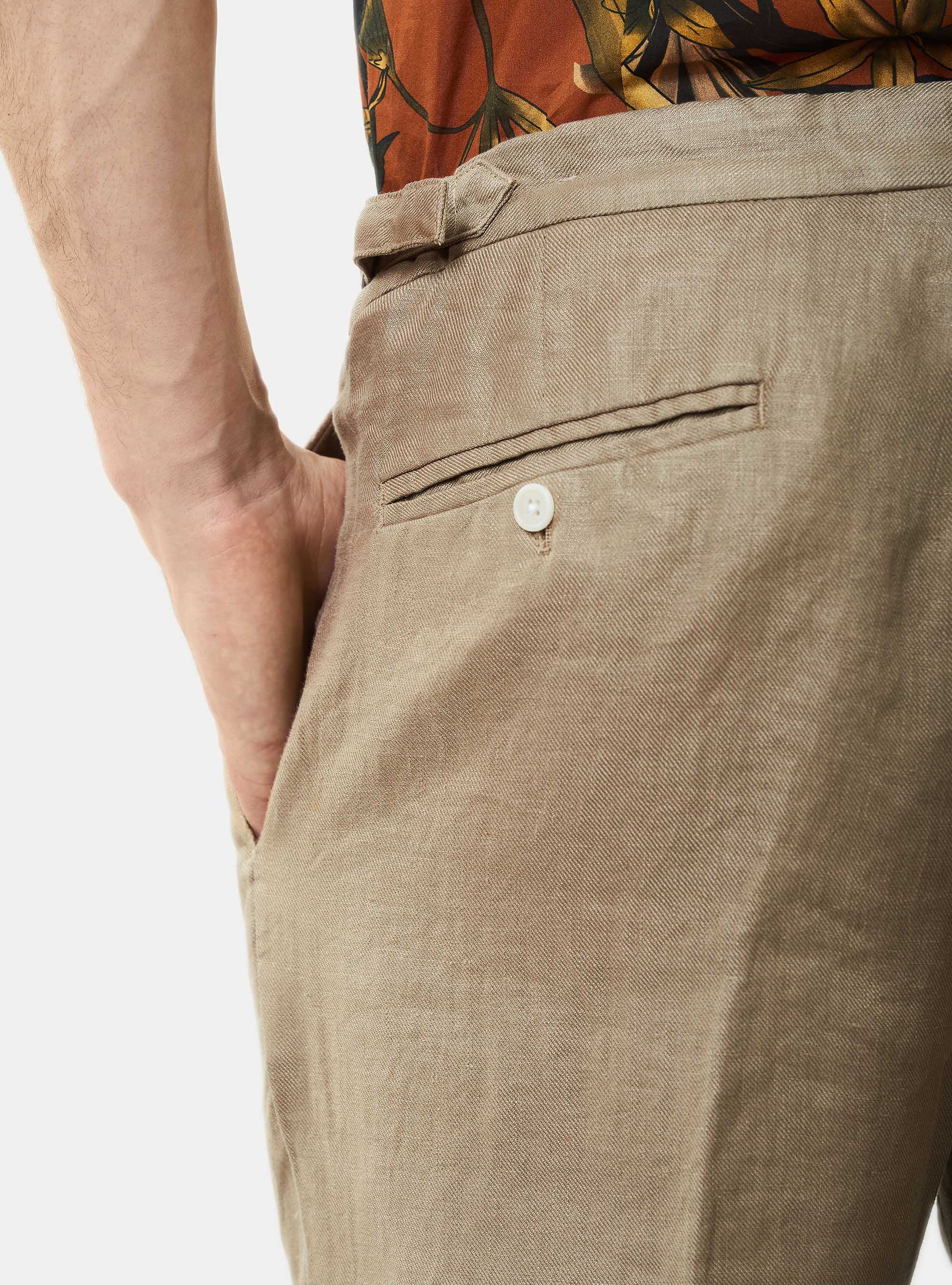 Linen trousers with double pleat, MUD