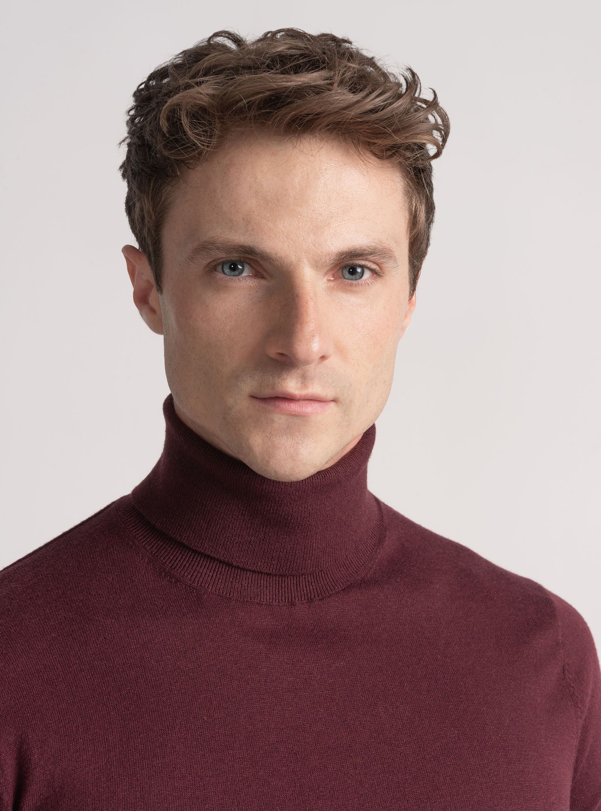 Dolcevita in cotone seta e cashmere, BORDEAUX