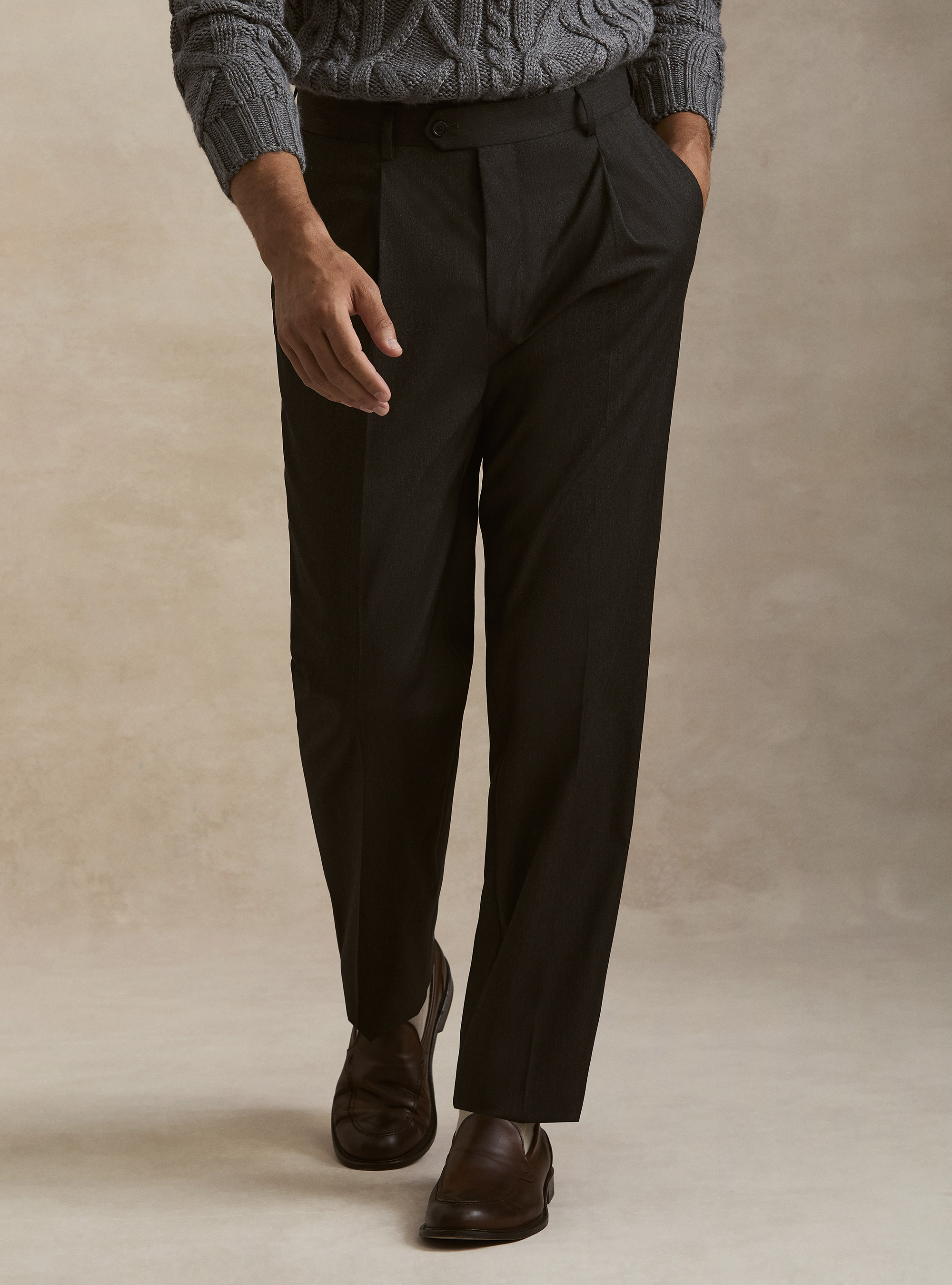Pantalon large &agrave; pinces, ASPHALTE