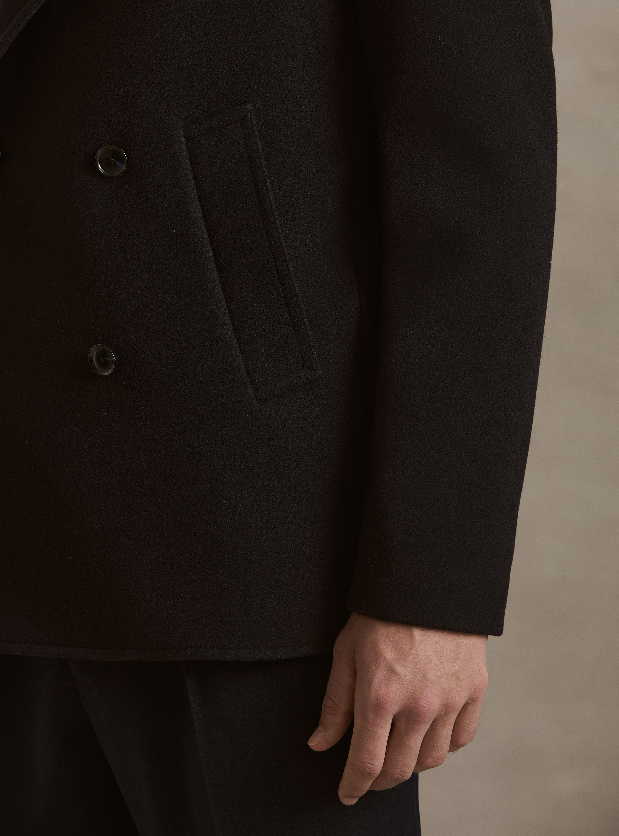 Solid color peacoat, NAVY BLUE