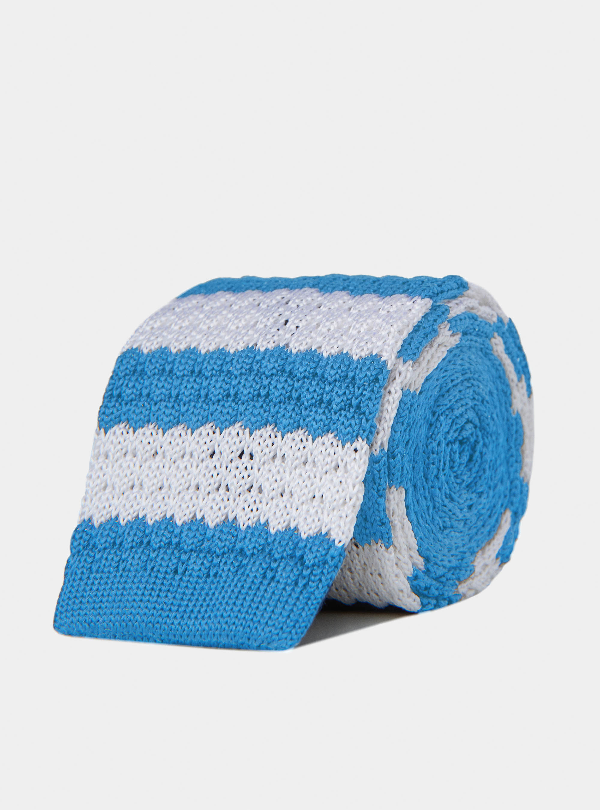 Striped knit tie, AZZURRO 0278C