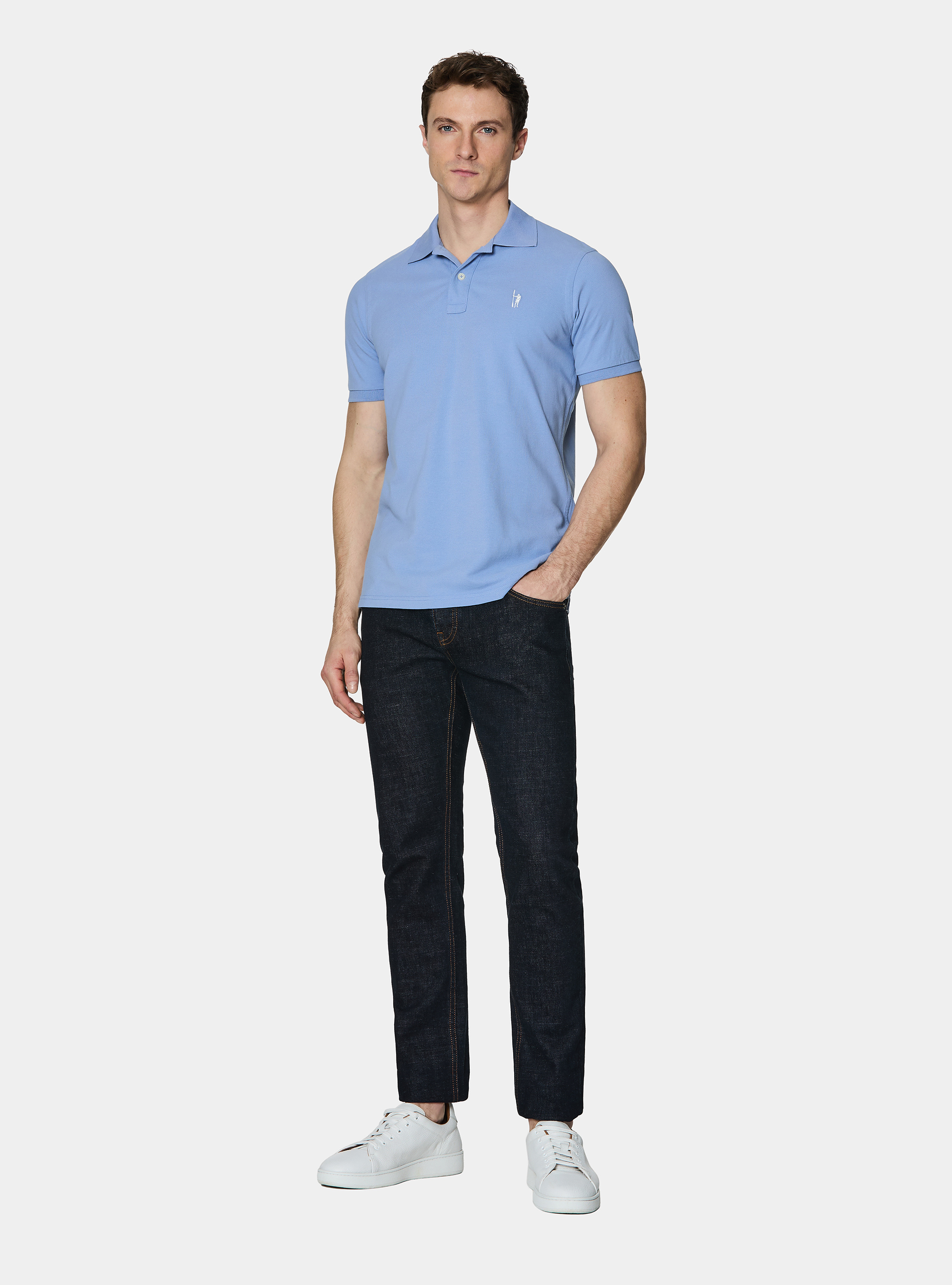 Polo classica in piquet, AZZURRO