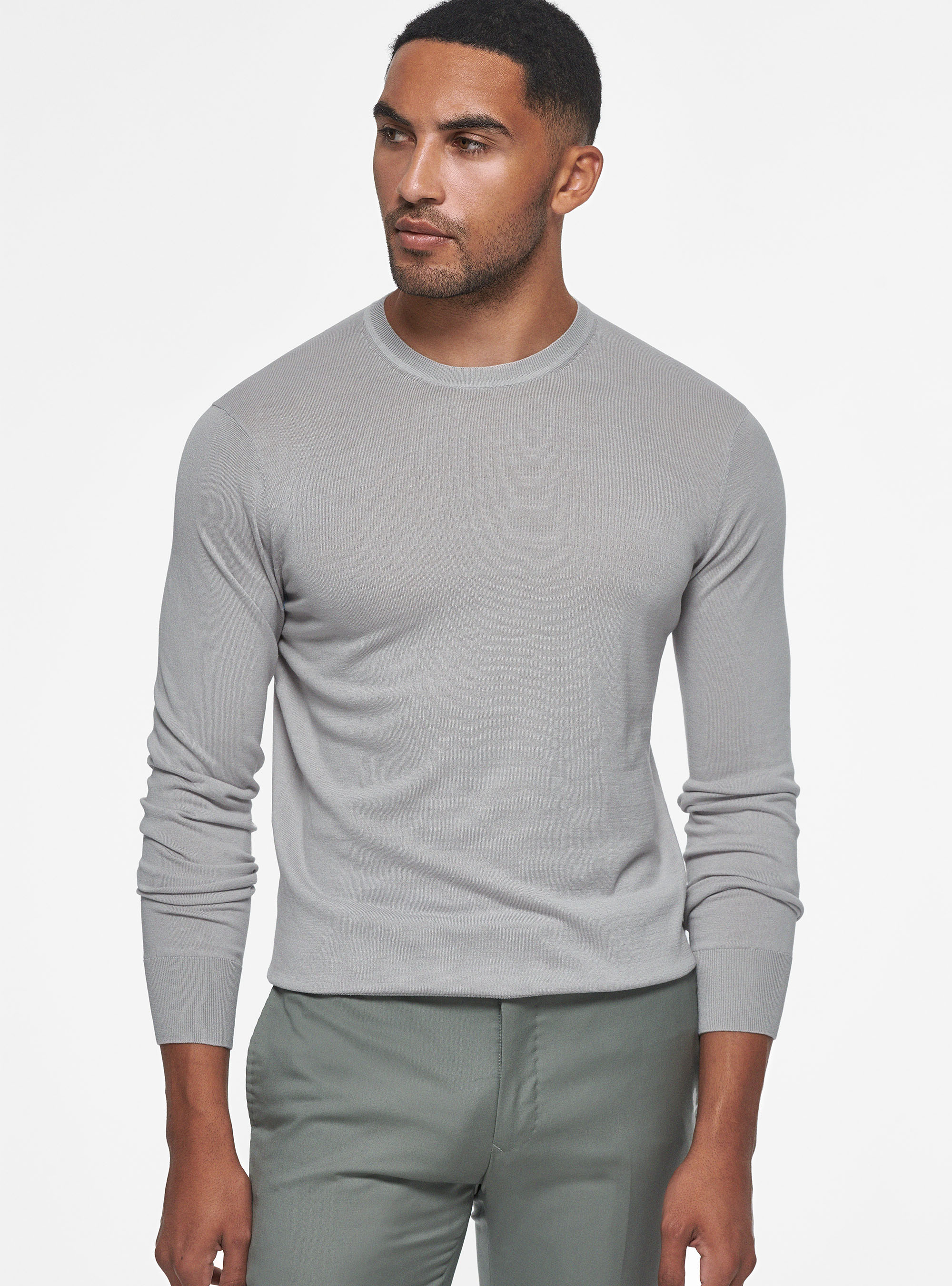 Maglia girocollo in seta e cotone, PERLA 0178C