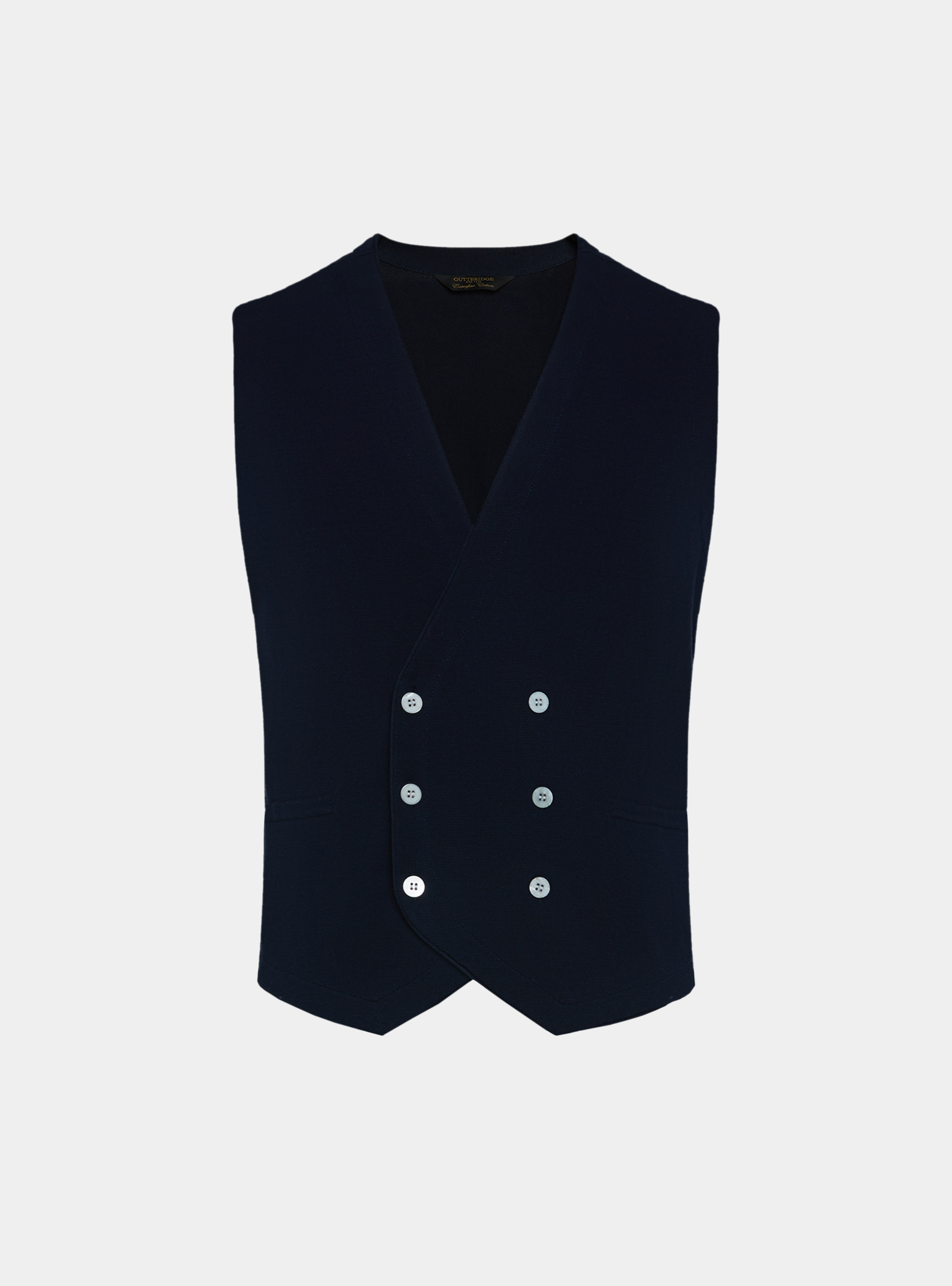 Gilet doppiopetto in maglia di cotone, BLU NAVY