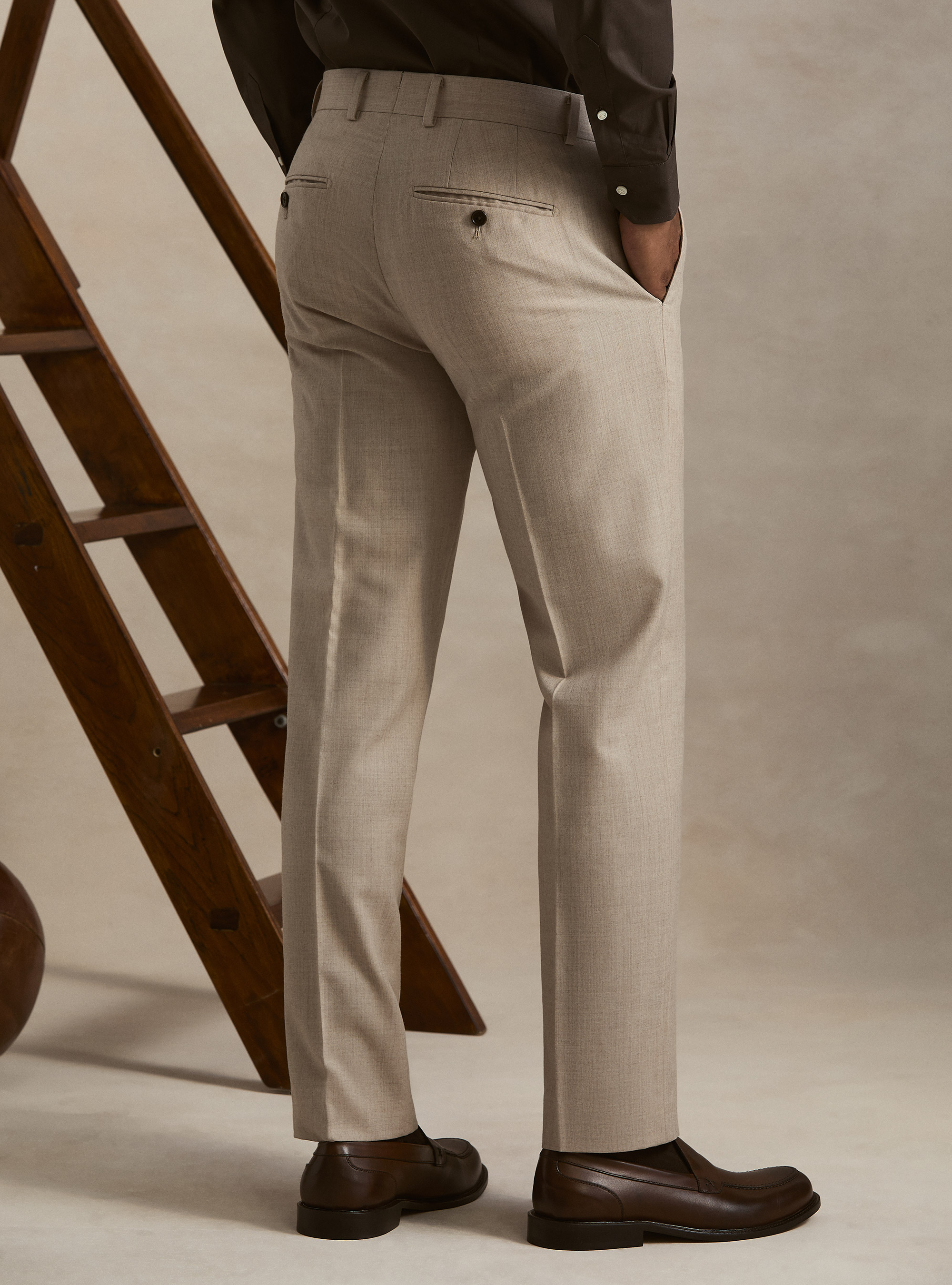 Flannel suit trousers, SAND