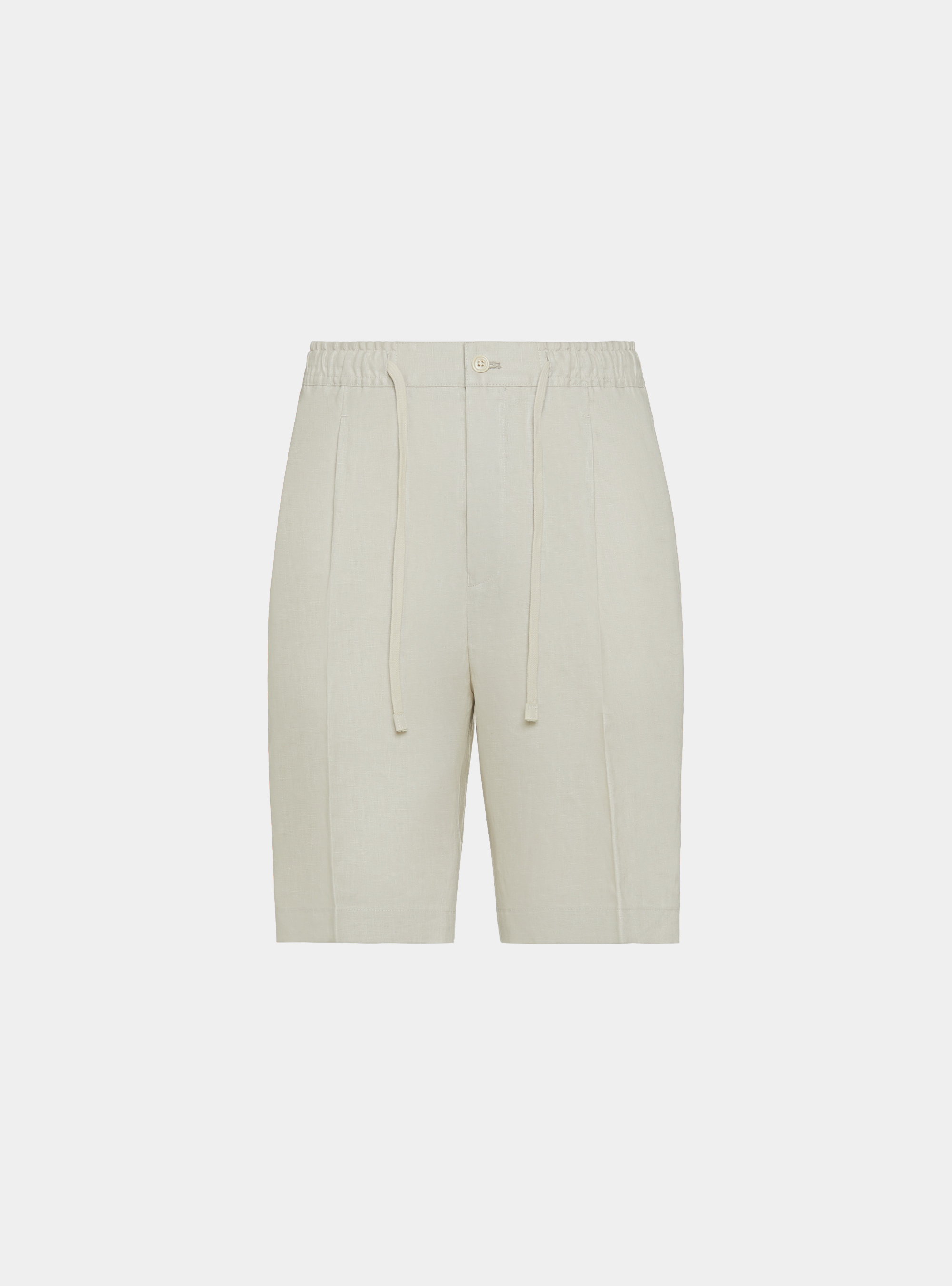 Linen Bermuda shorts with elastic and drawstring, ECRU