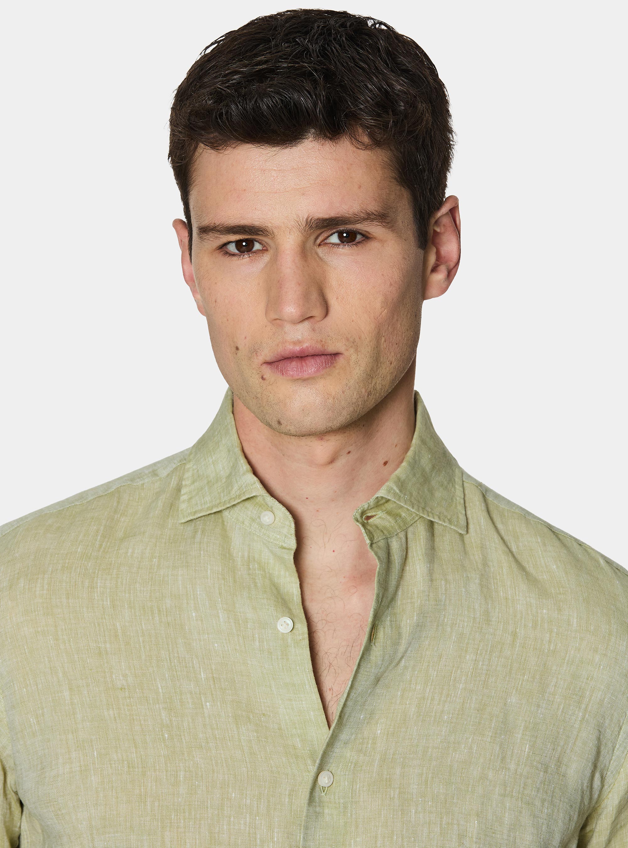 Camisa de lino puro, VERDE PISTACCHIO 0616C