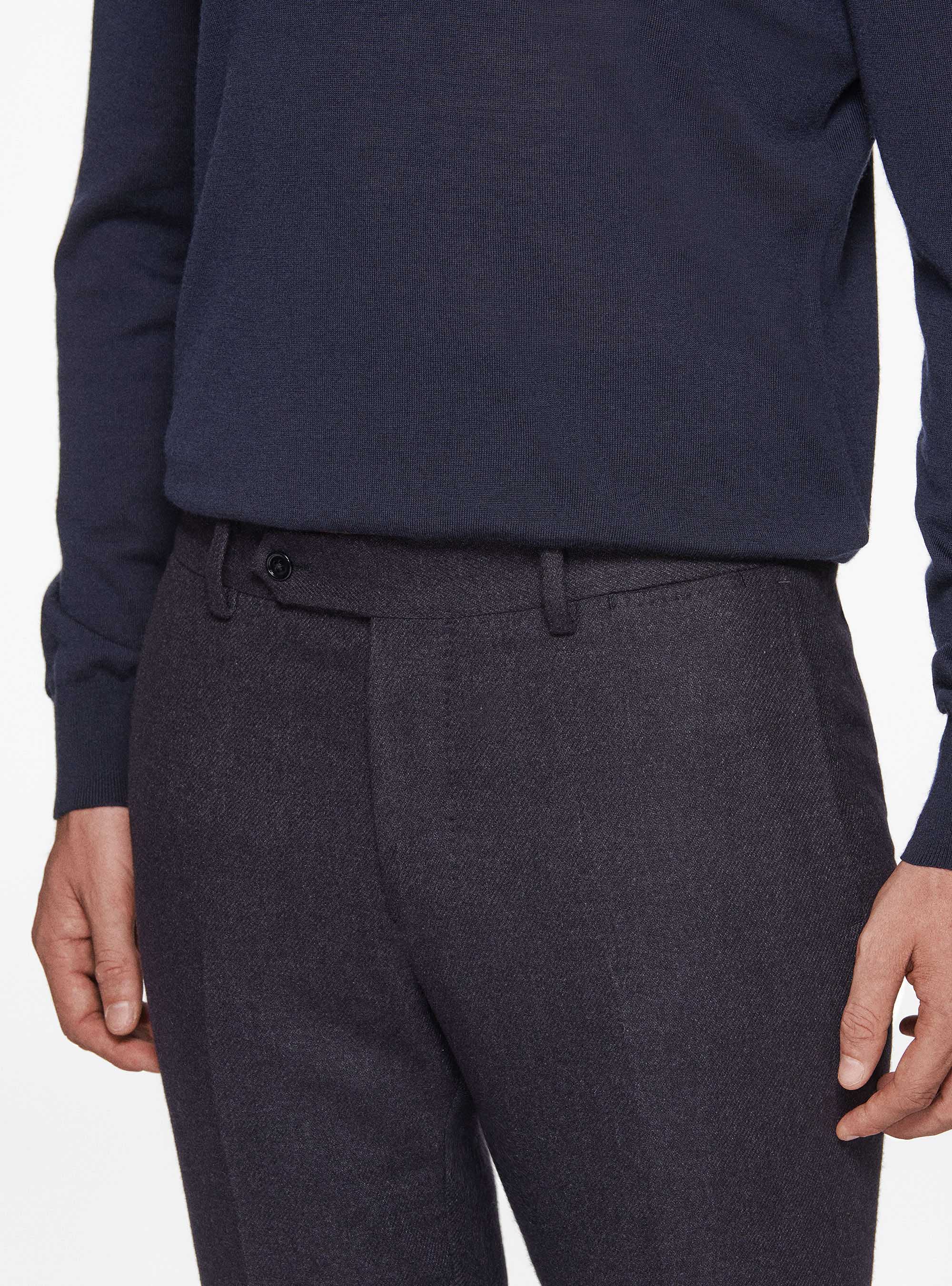Flannel trousers, NAVY BLUE
