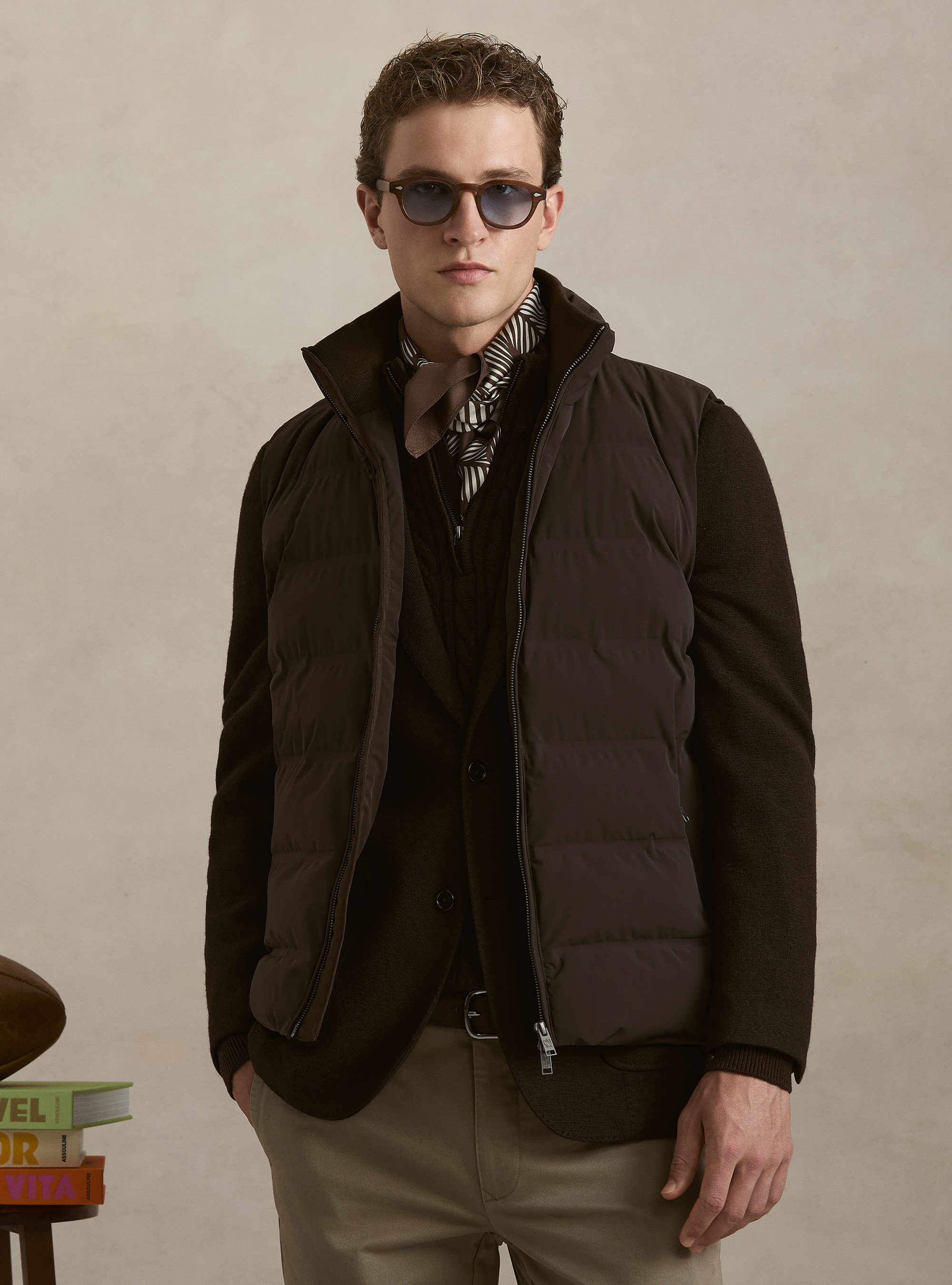 Quilted performance technical vest, MARRONE 0508C