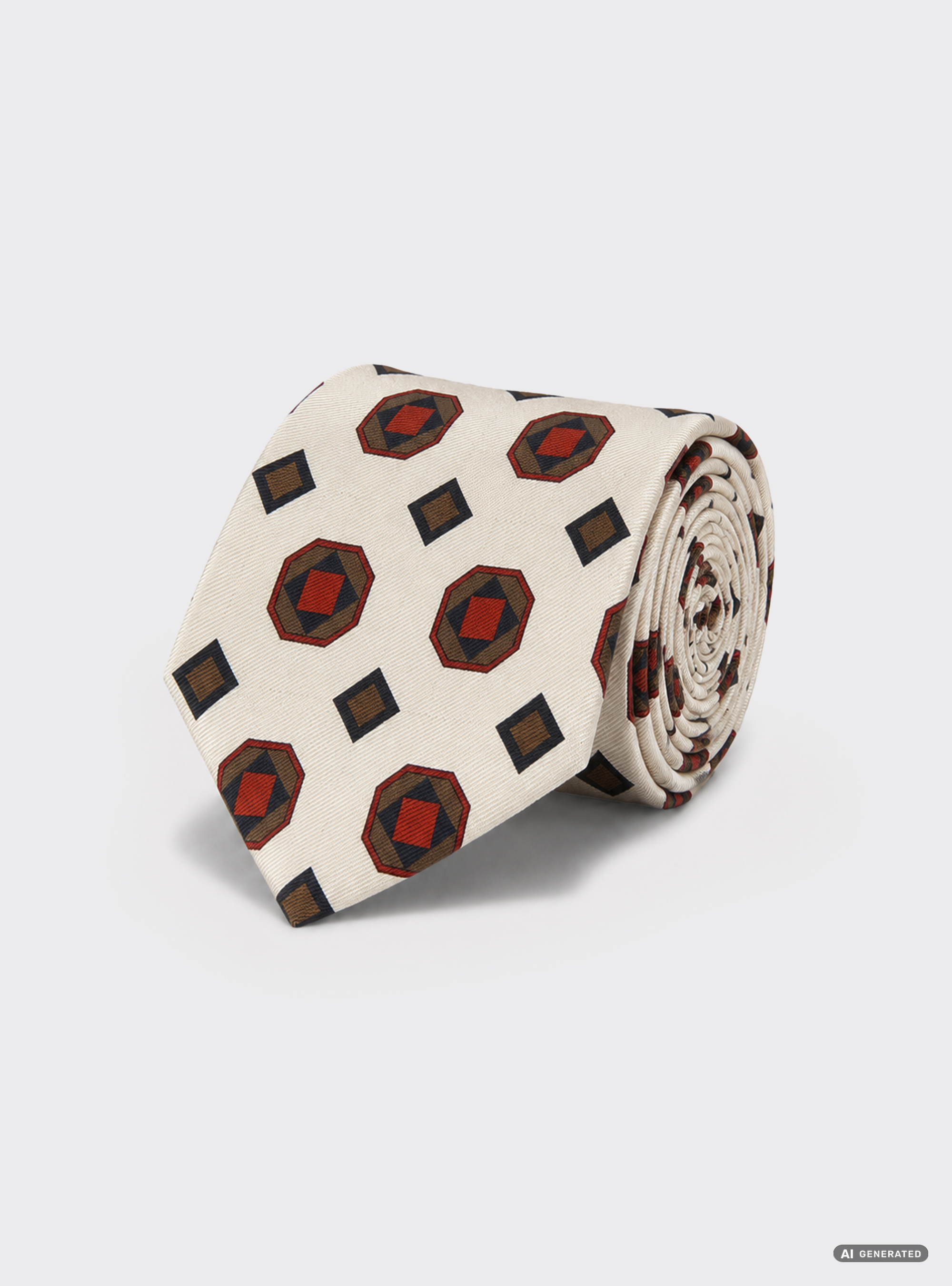 Corbata de seda de 5 pliegues con estampado geom&eacute;trico, NATA