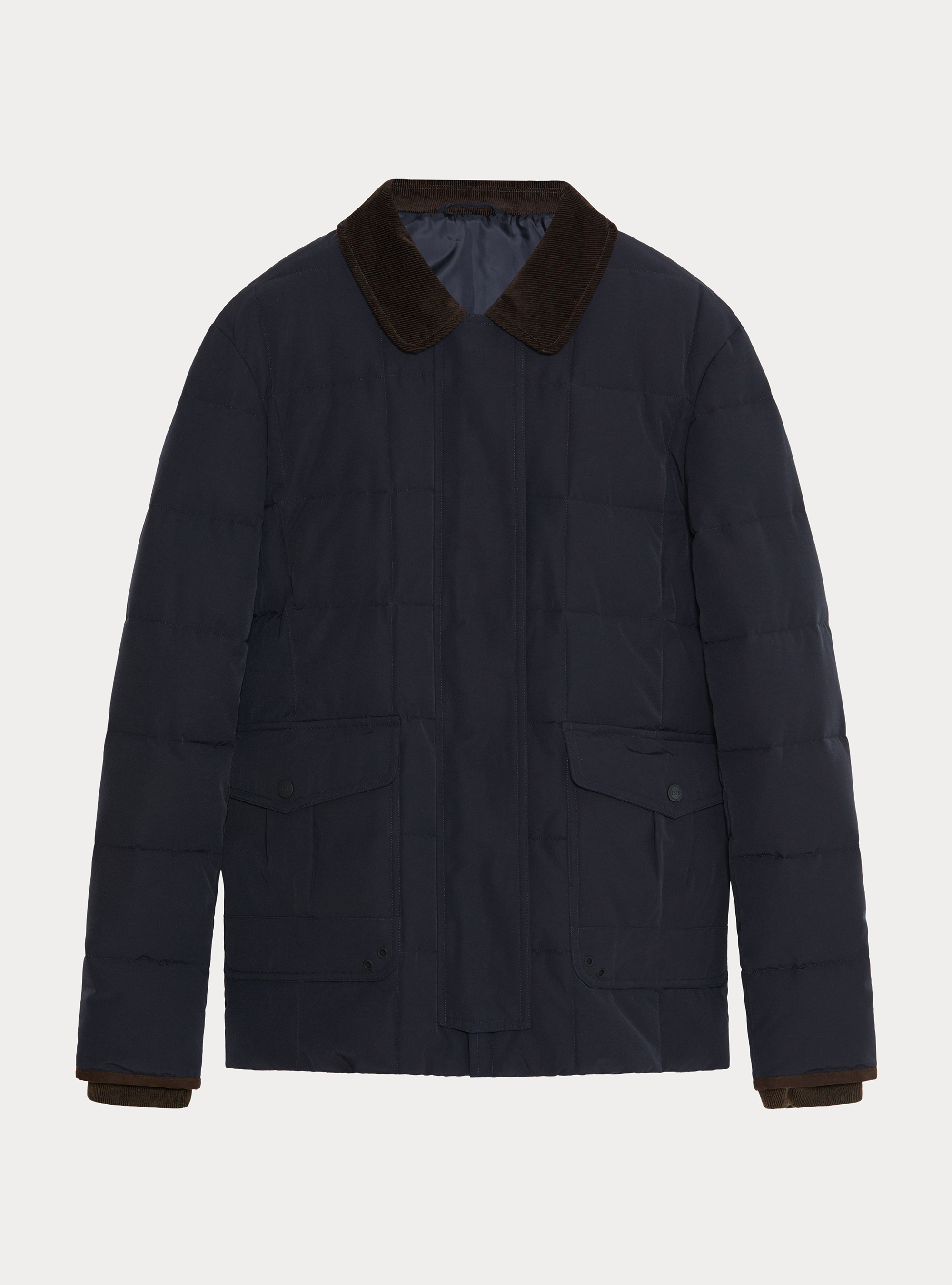 Classic quilted shirt-collar jacket, NAVY BLUE