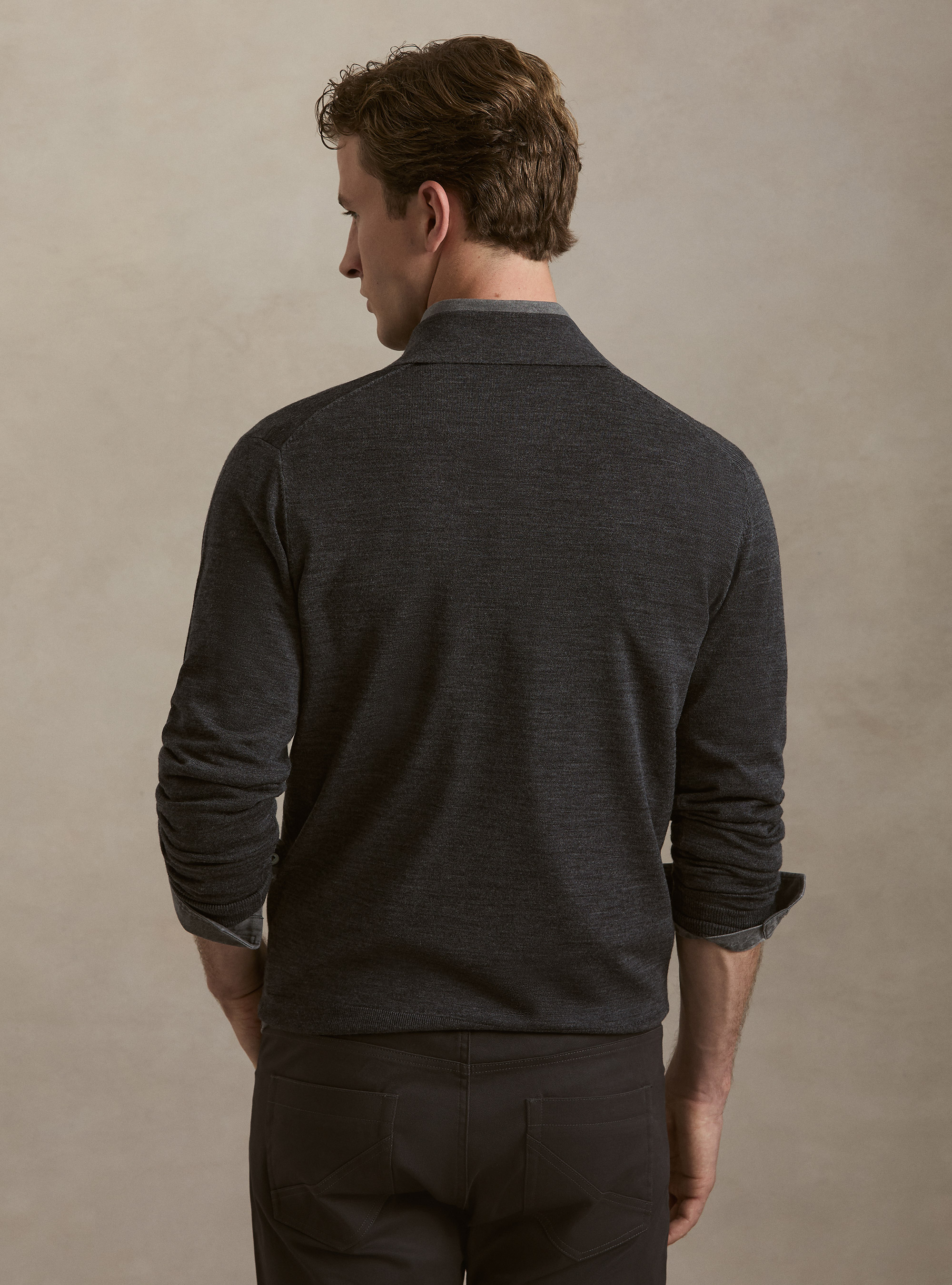 Polo de punto de lana merina extrafina, GRIS MARENGO