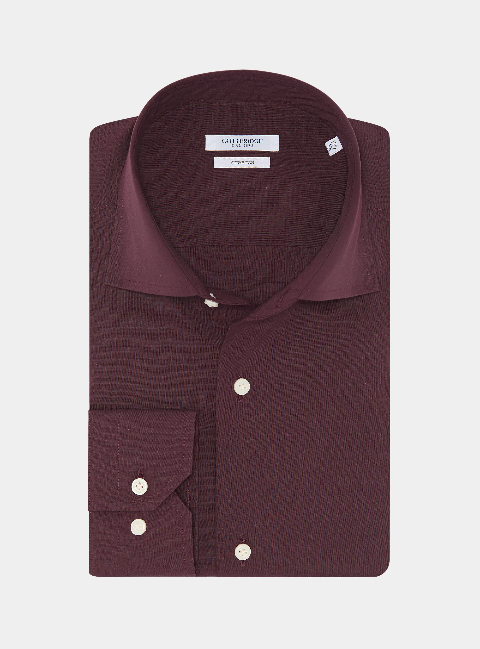 Camicia in cotone popeline stretch, BORDEAUX