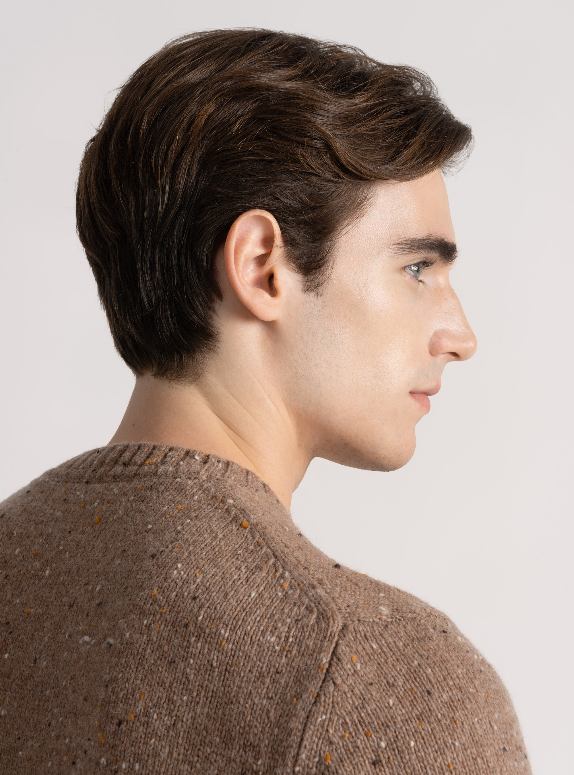 Crew-neck sweater in wool blend, MUD