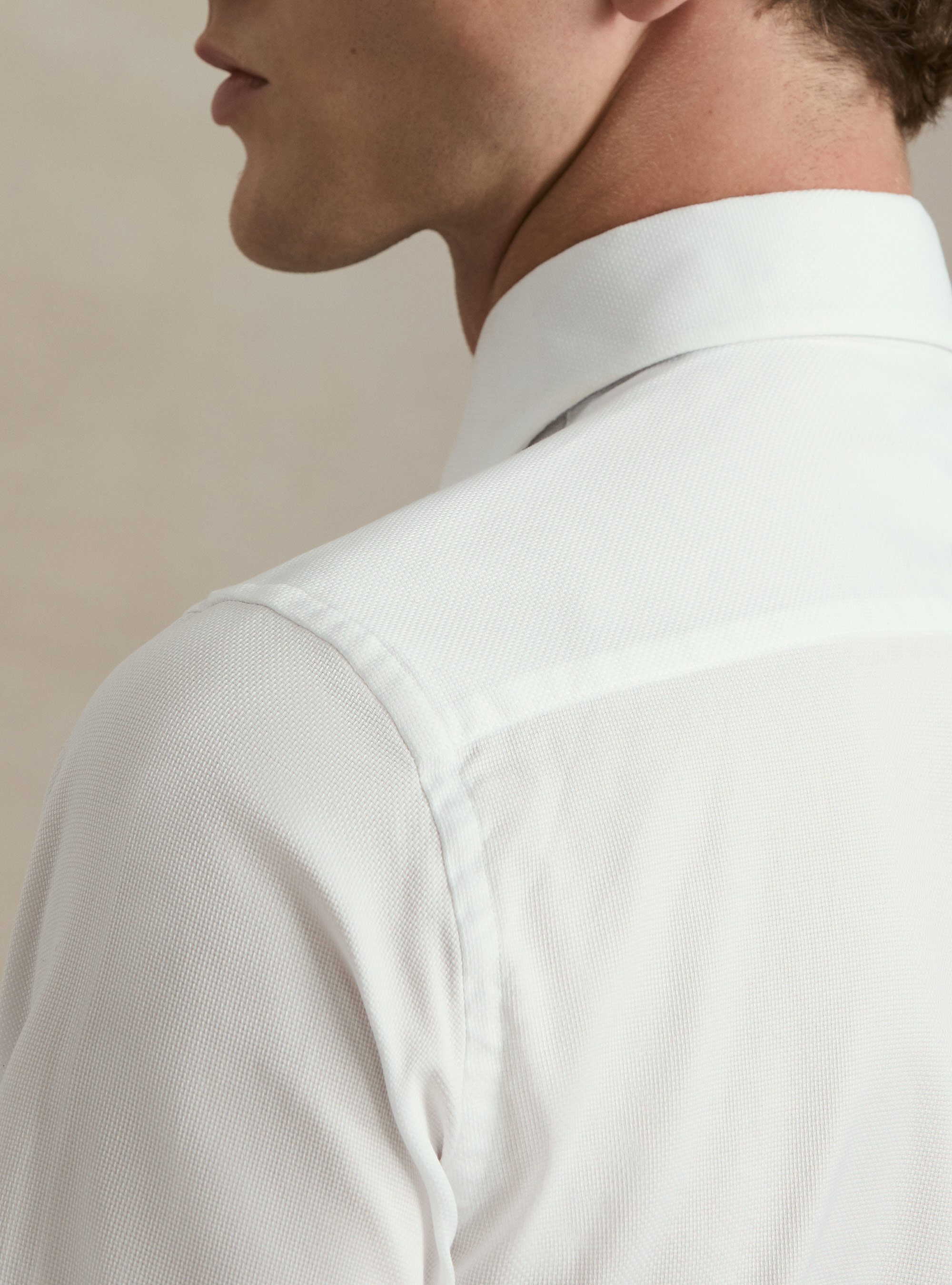 Camicia in cotone operato, BIANCO