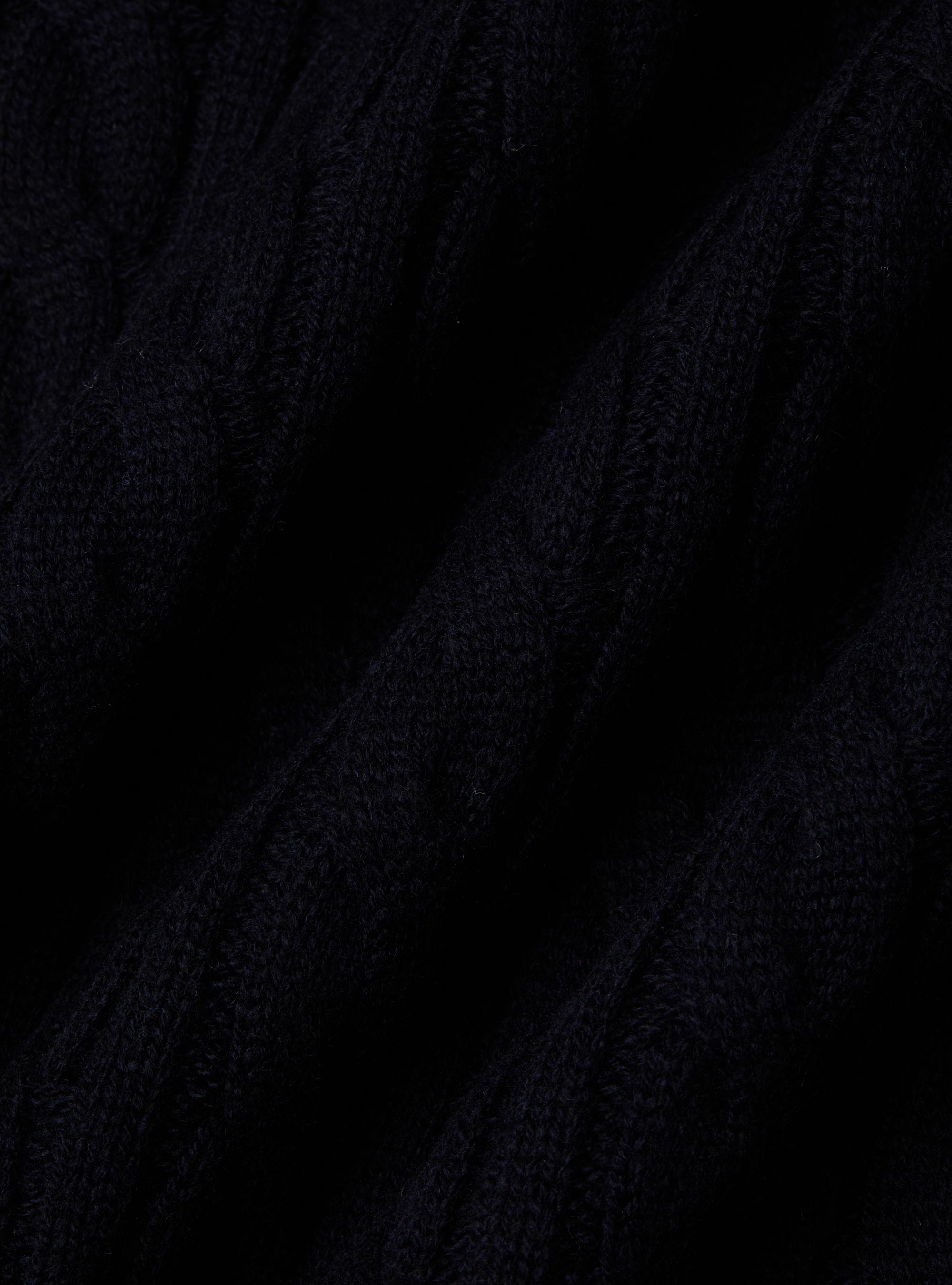 Maglia collo mock con trecca in misto lana, BLU NAVY