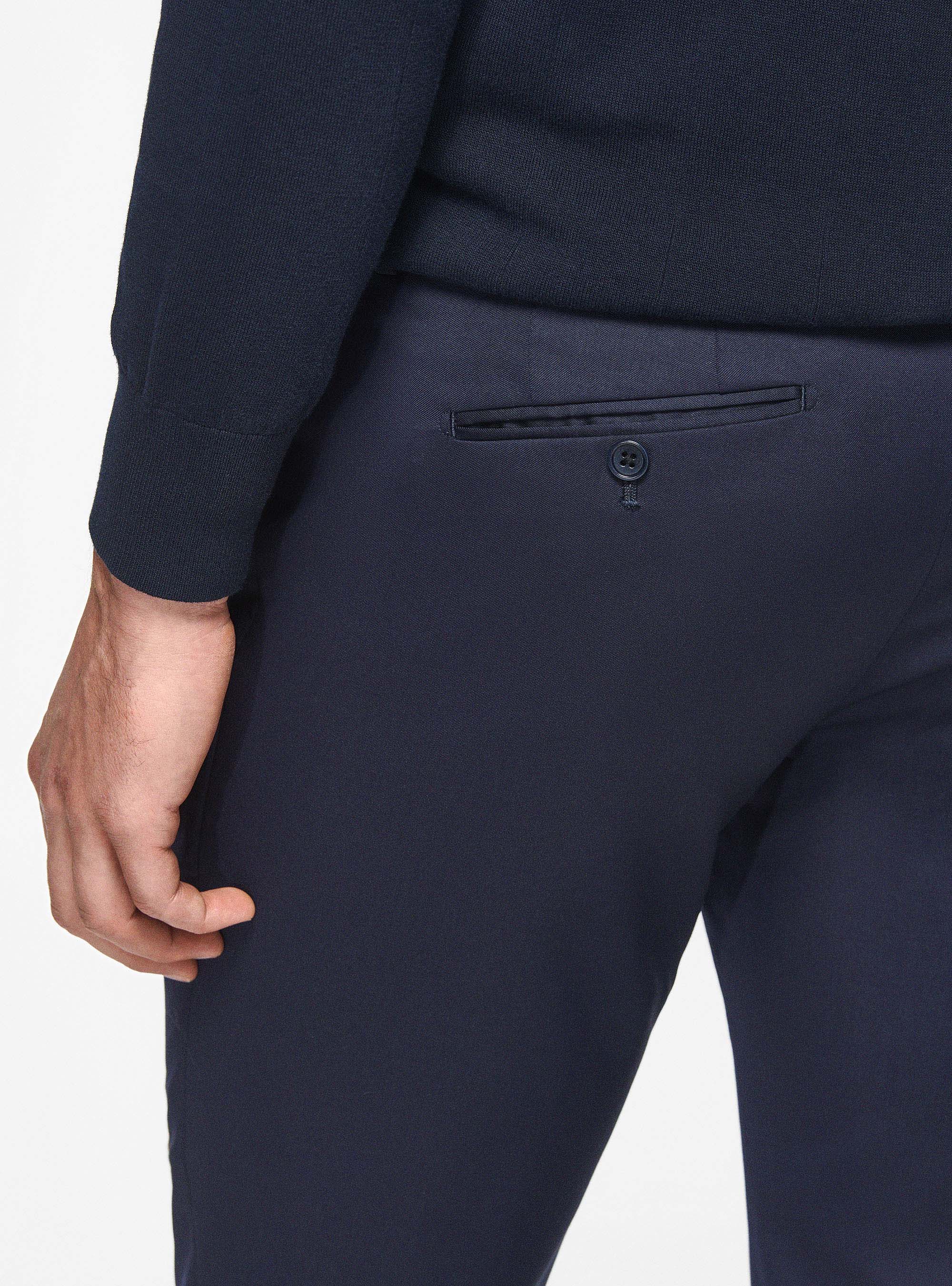 Trousers in pure 110's superfine wool, NAVY BLUE