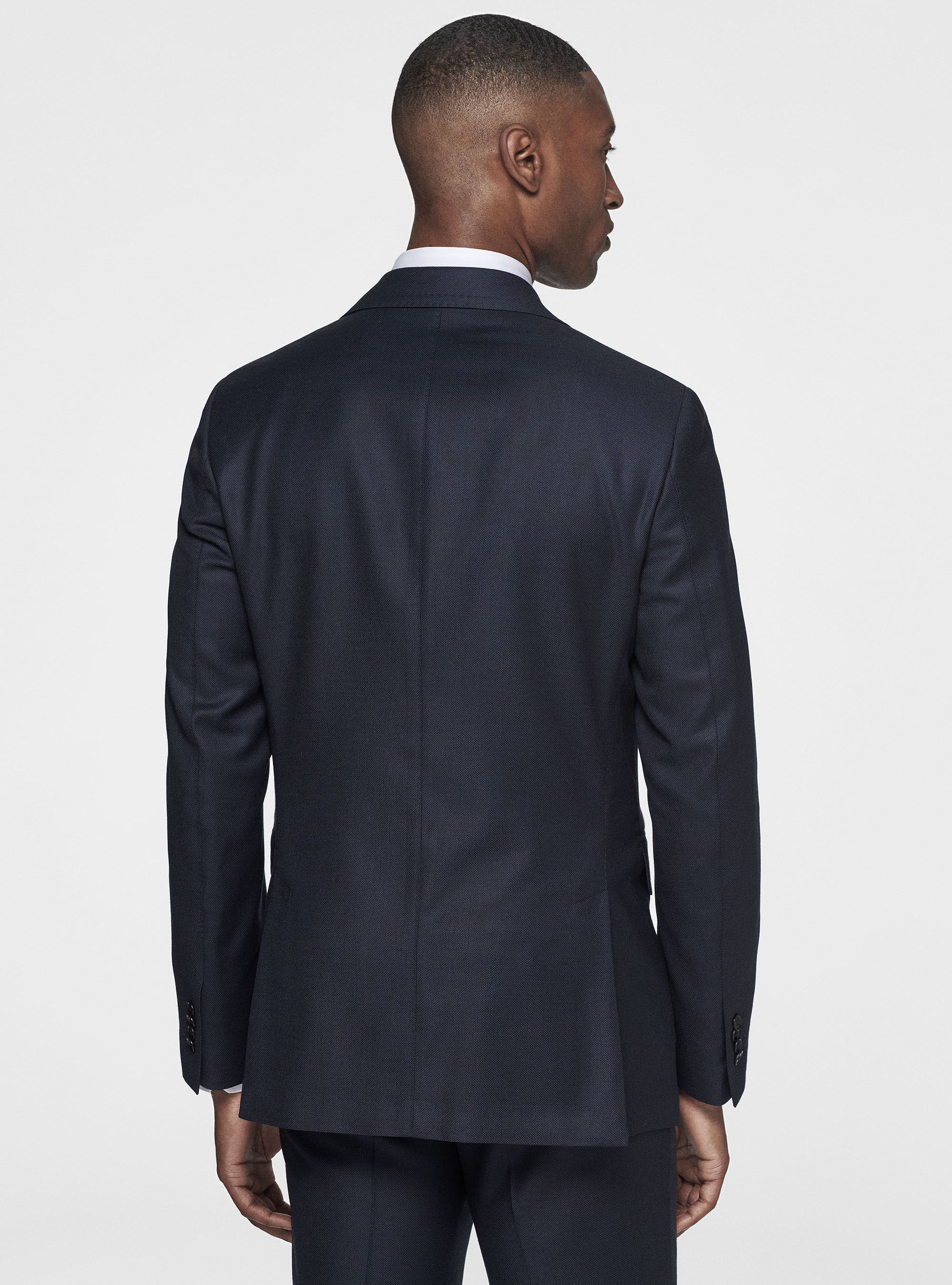 Giacca in pura lana occhio di pernice, BLU NAVY